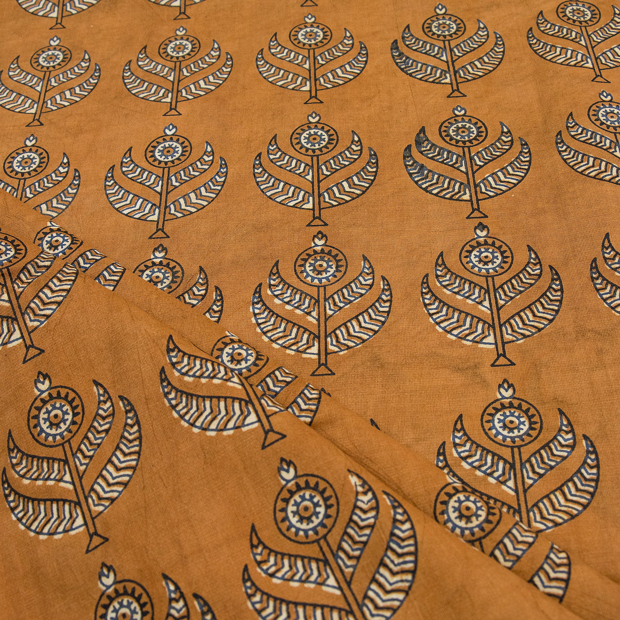 Mustard Yellow Hand Block Print 100% Cotton Fabric