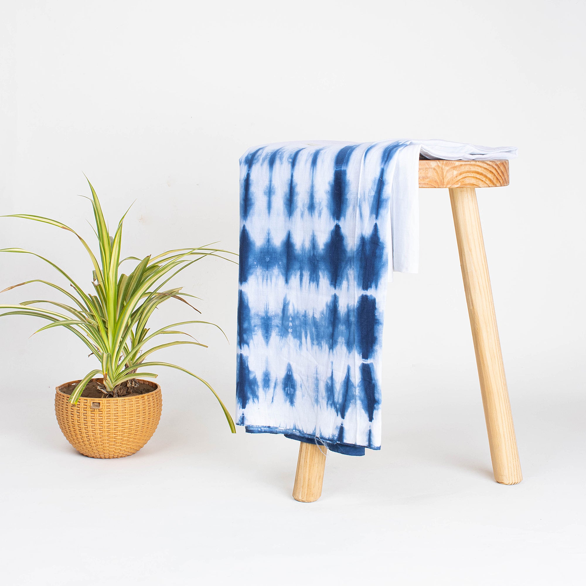 Natural Blue Tie Dye Shibori Fabric