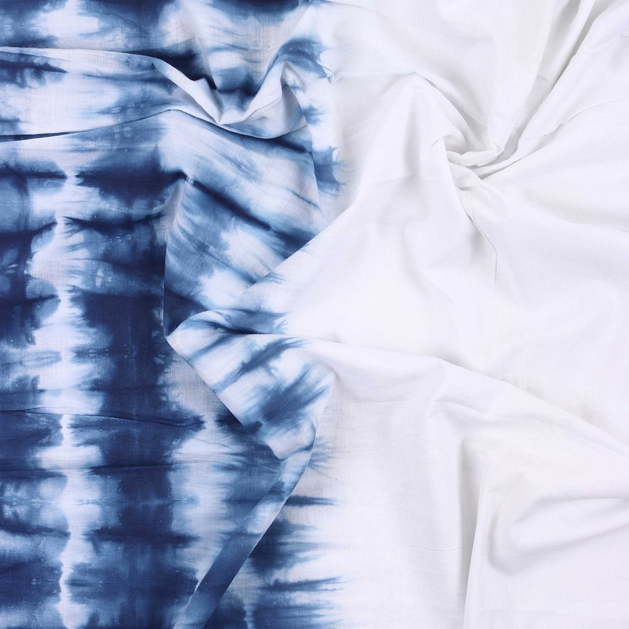 Natural Blue Tie Dye Shibori Fabric