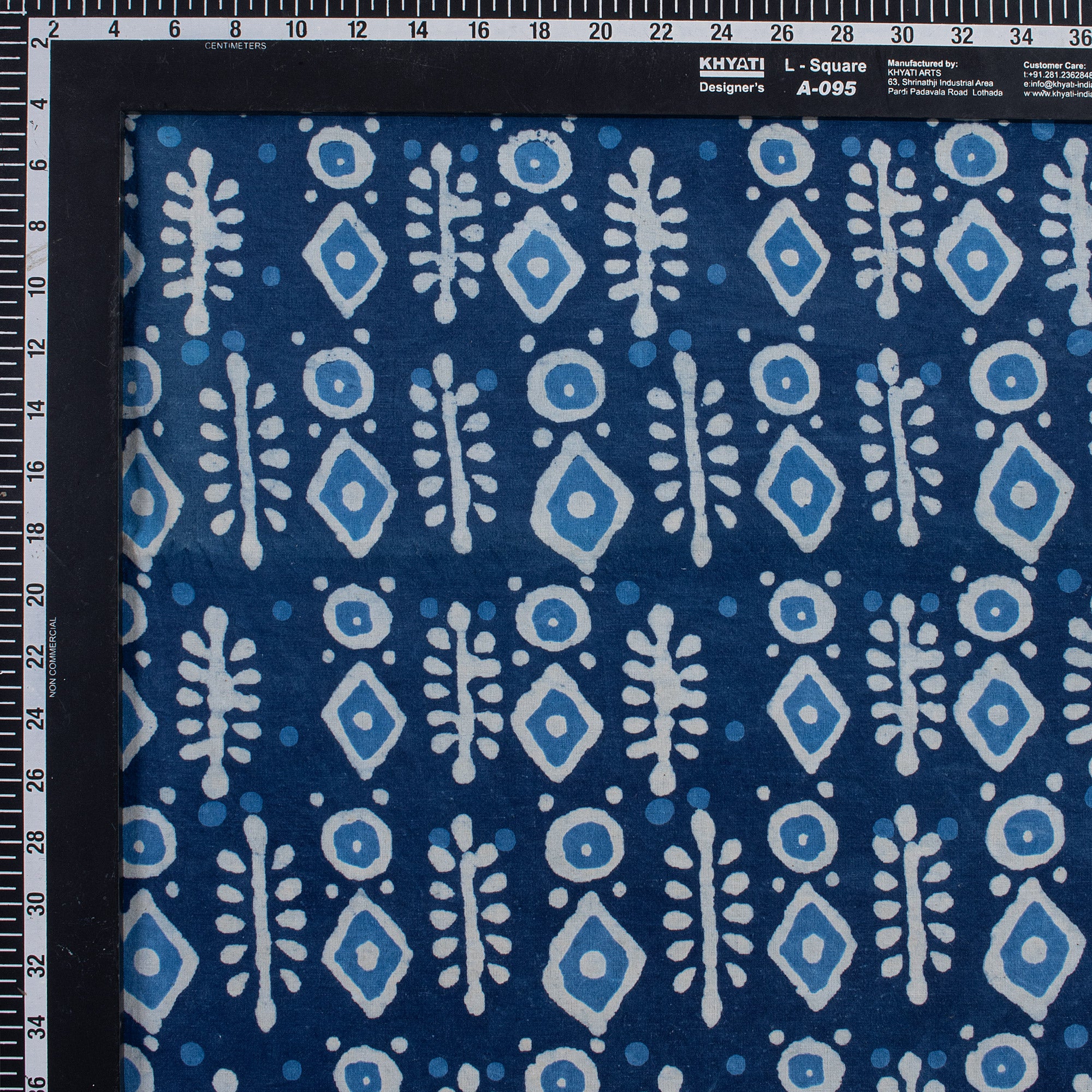 Natural Dyed Geometrical Print Indigo Blue Fabric