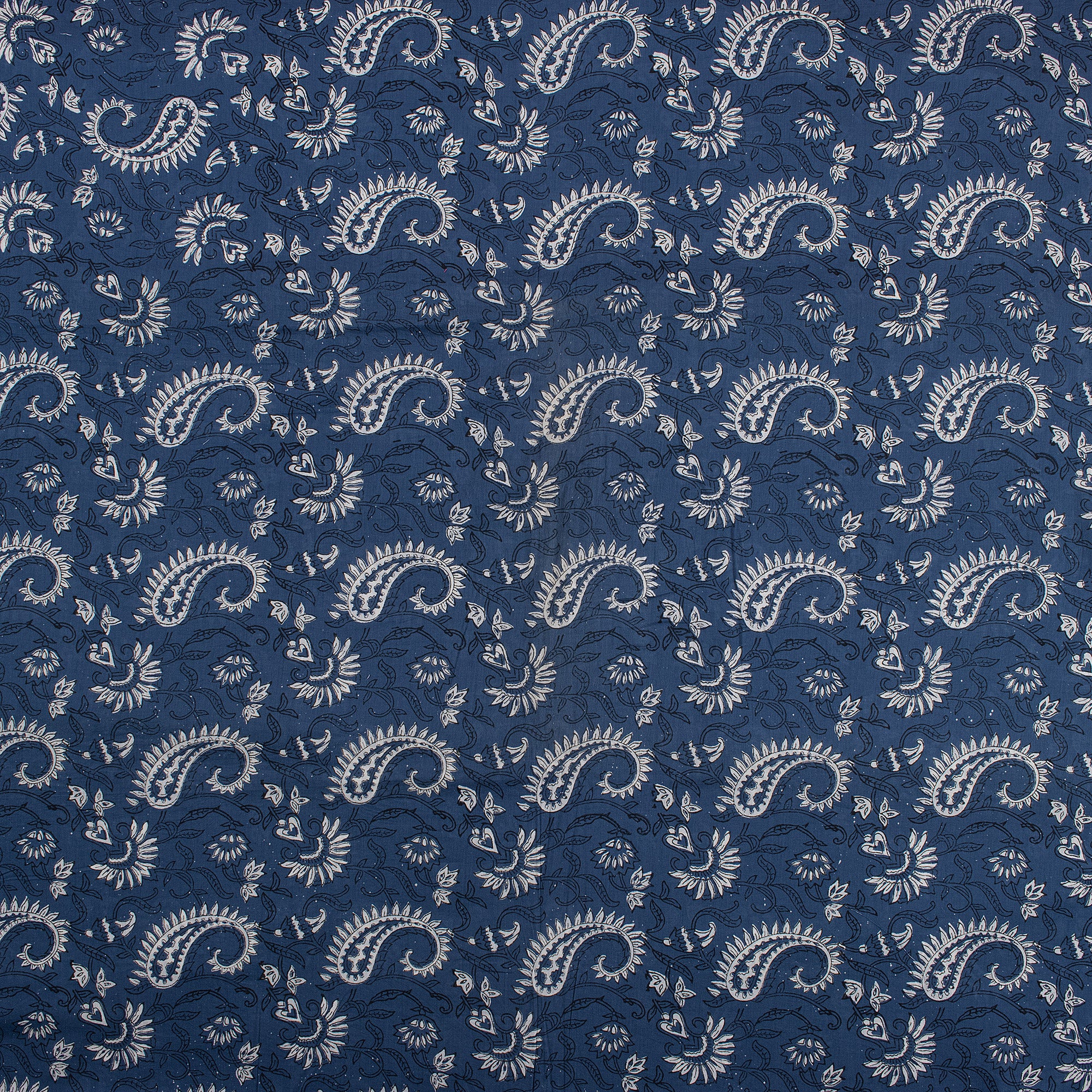 Natural Dyed Paisley Printed Cotton Indigo Fabric For Dress