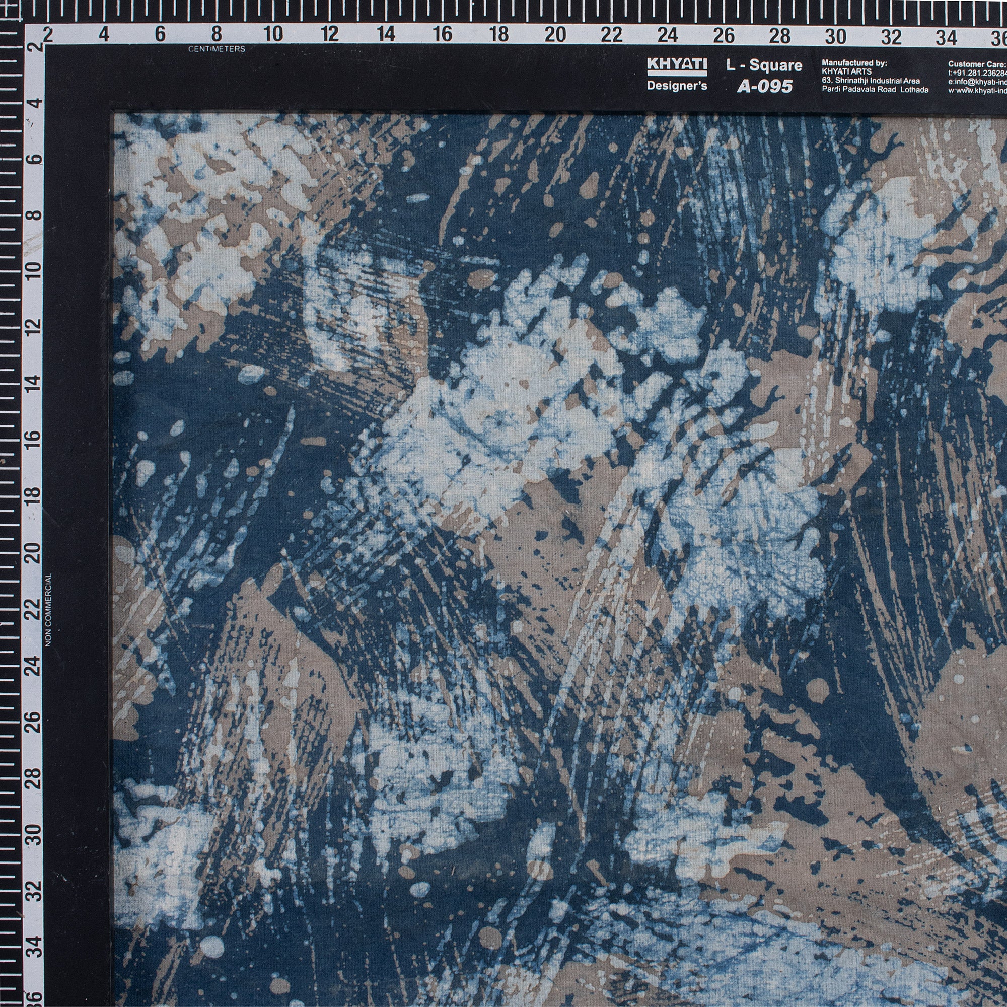 Natural Indigo Dye Abstract Printed Cotton Fabric
