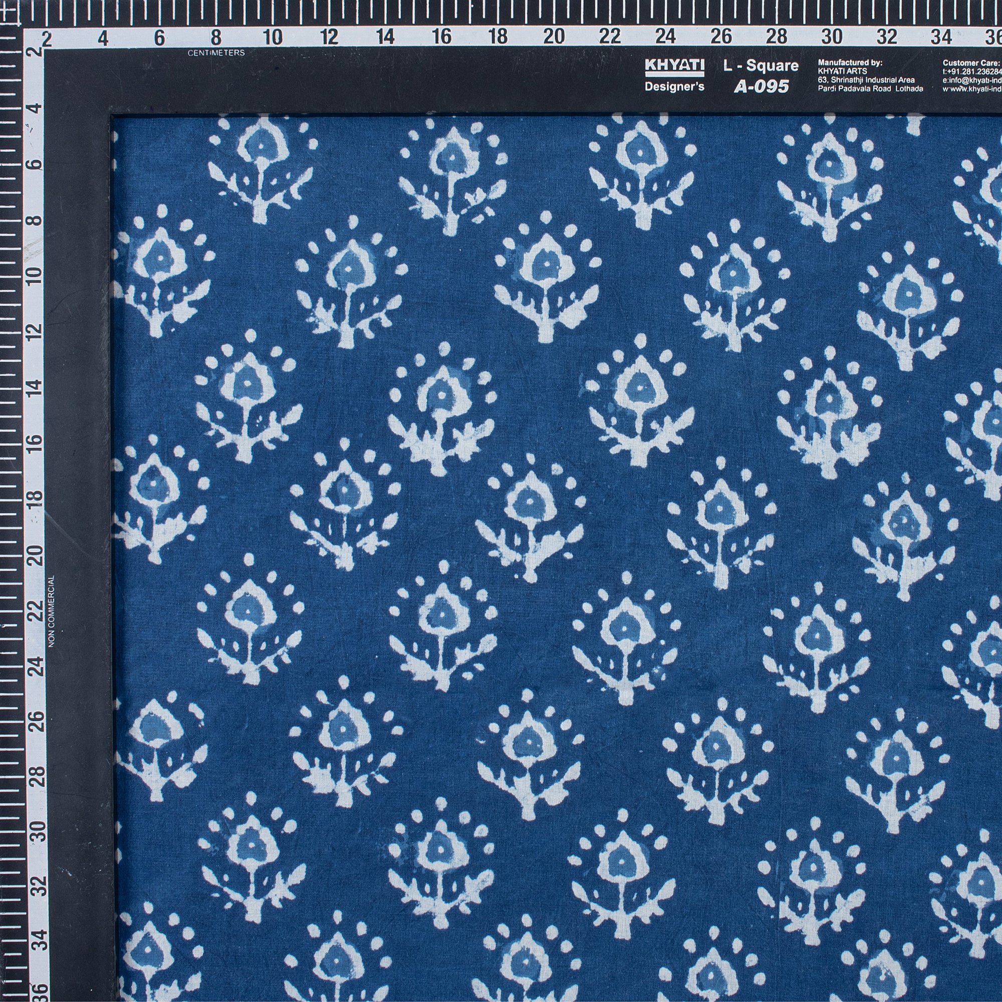 Natural Indigo Dye Booti Floral Print Pure Cotton Fabric