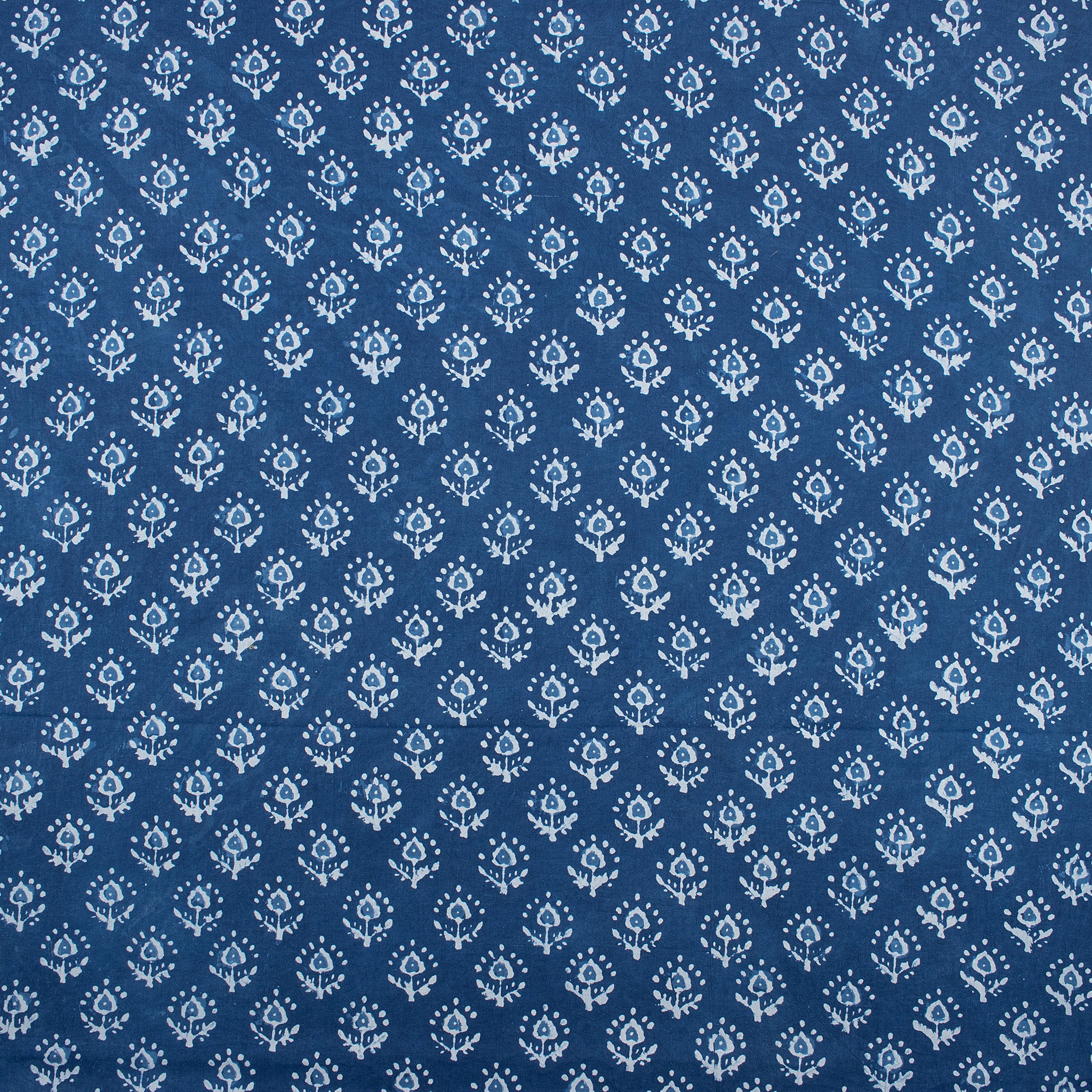 Natural Indigo Dye Booti Floral Print Pure Cotton Fabric