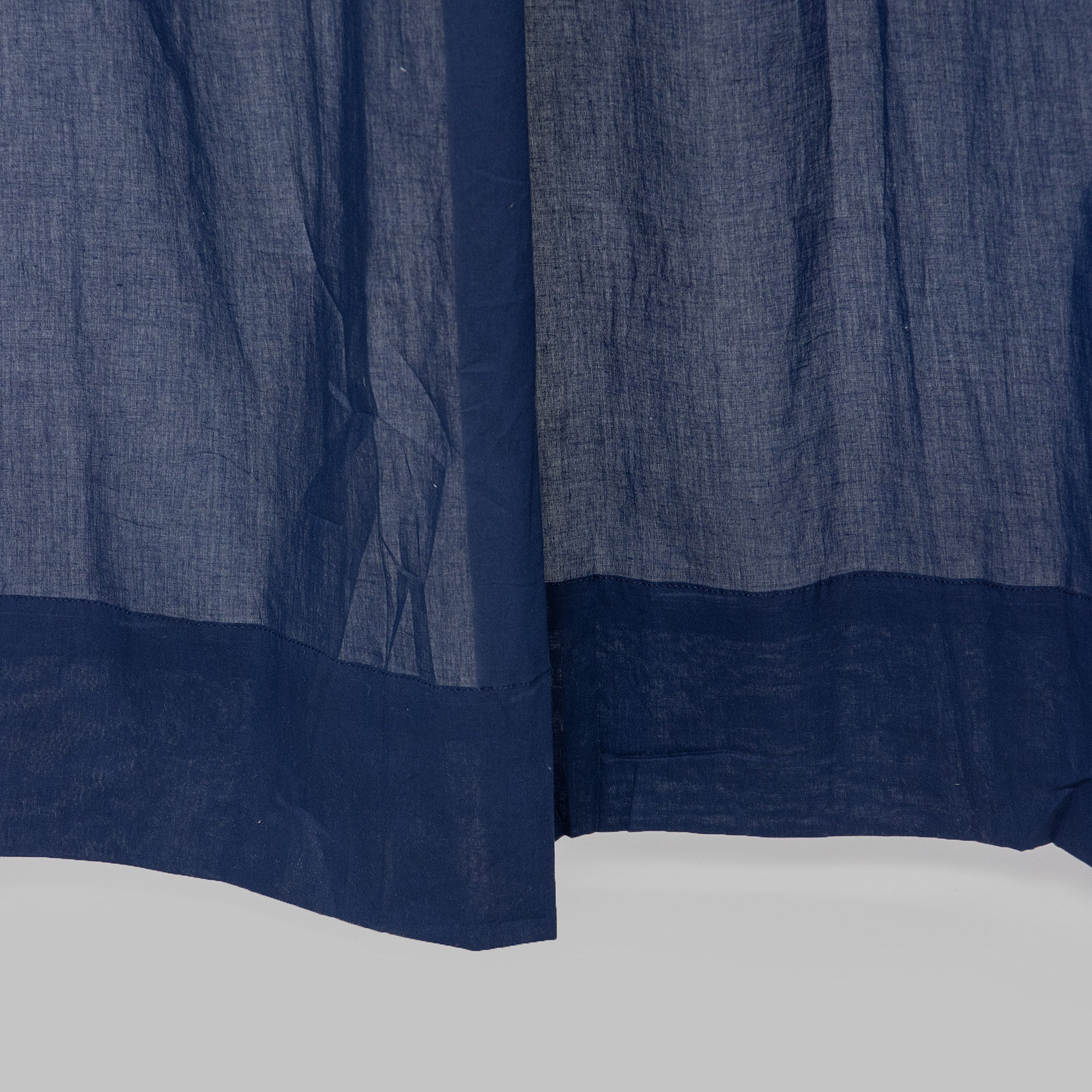 Navy Blue Pure Solid Cotton Curtains Hand Dyed