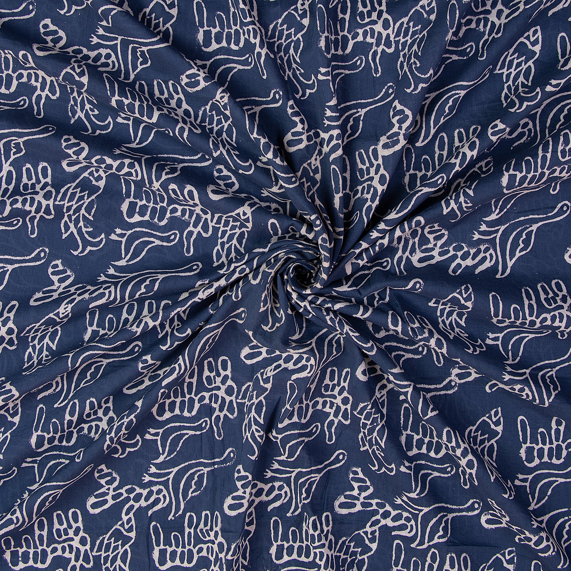 New Animal Natural Indigo Blue Dyed Hand Block Print Cotton Fabric 1