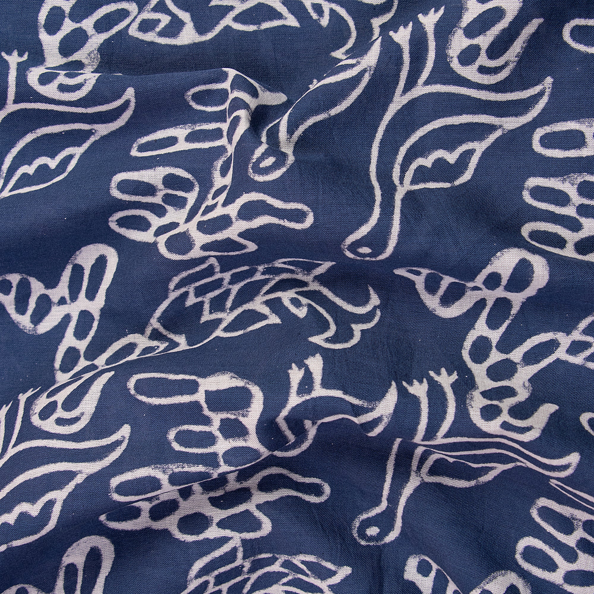 New Animal Natural Indigo Blue Dyed Hand Block Print Cotton Fabric