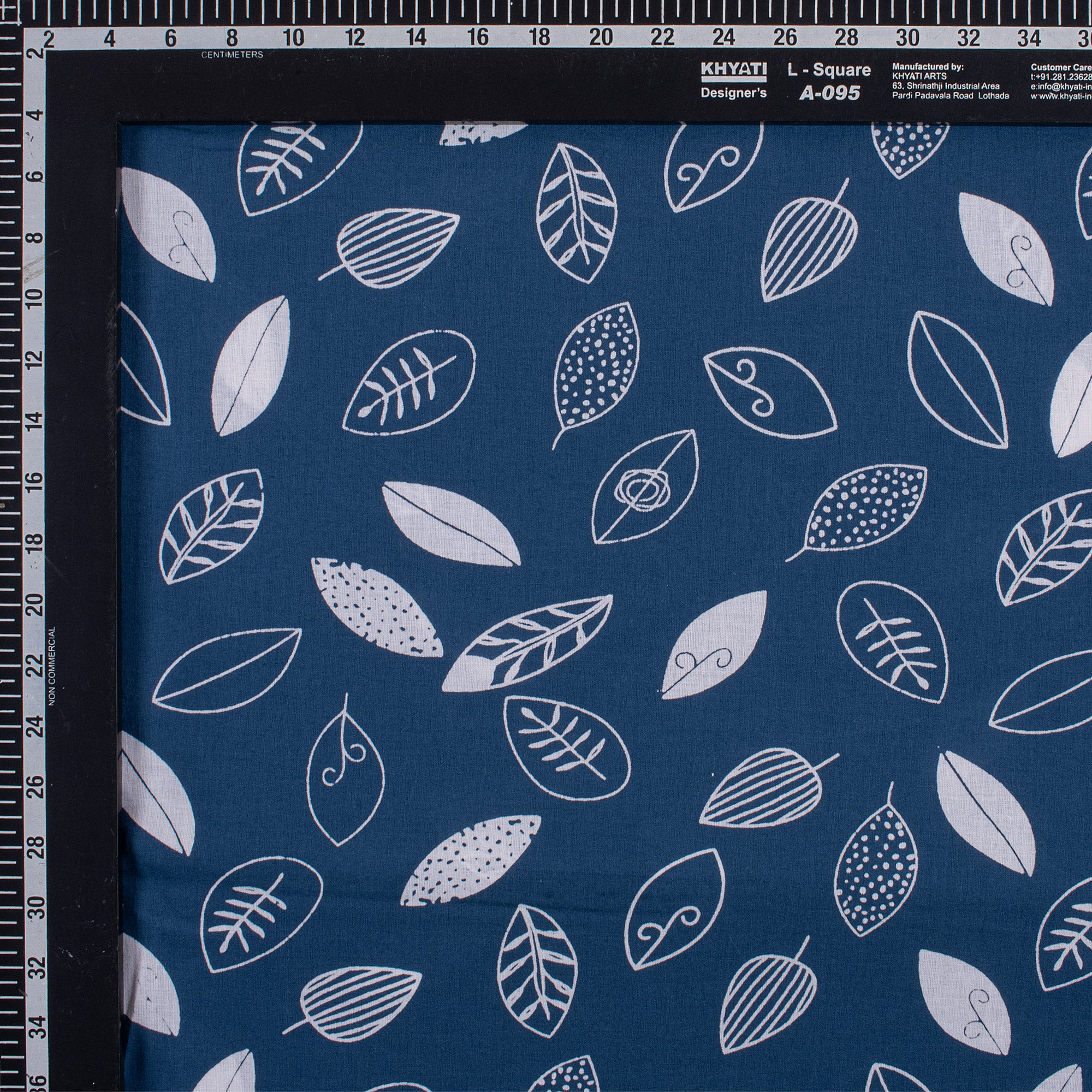 Leaf Block Printed Indigo Soft Cotton Fabric