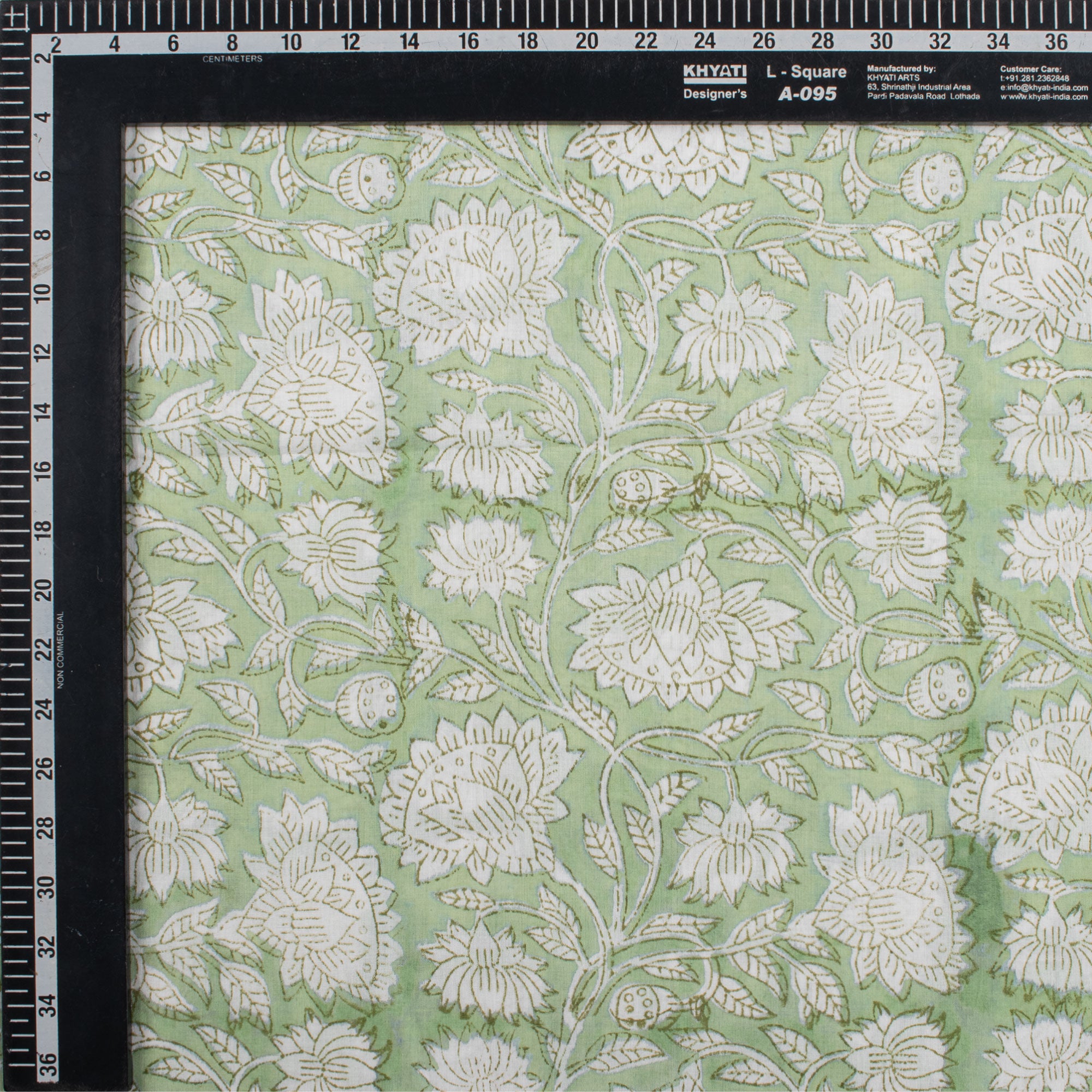 Olive Green Floral Block Printed Indian Fabric Online