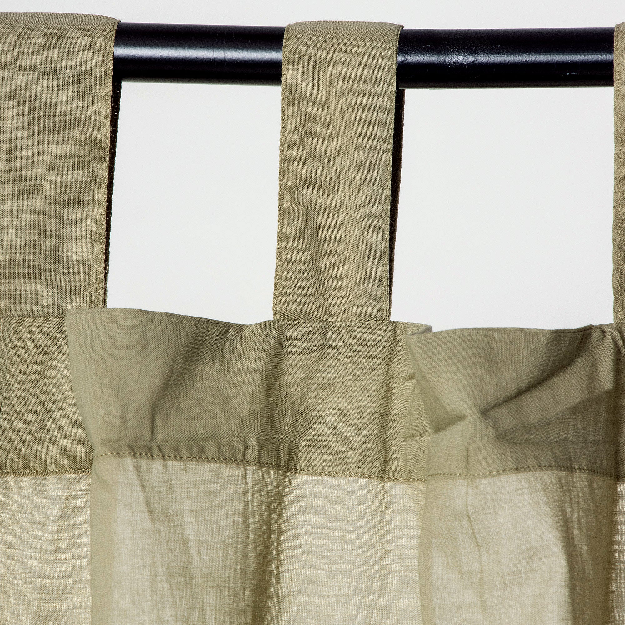 Olive Green Indian Natural Dyed Cotton Curtain