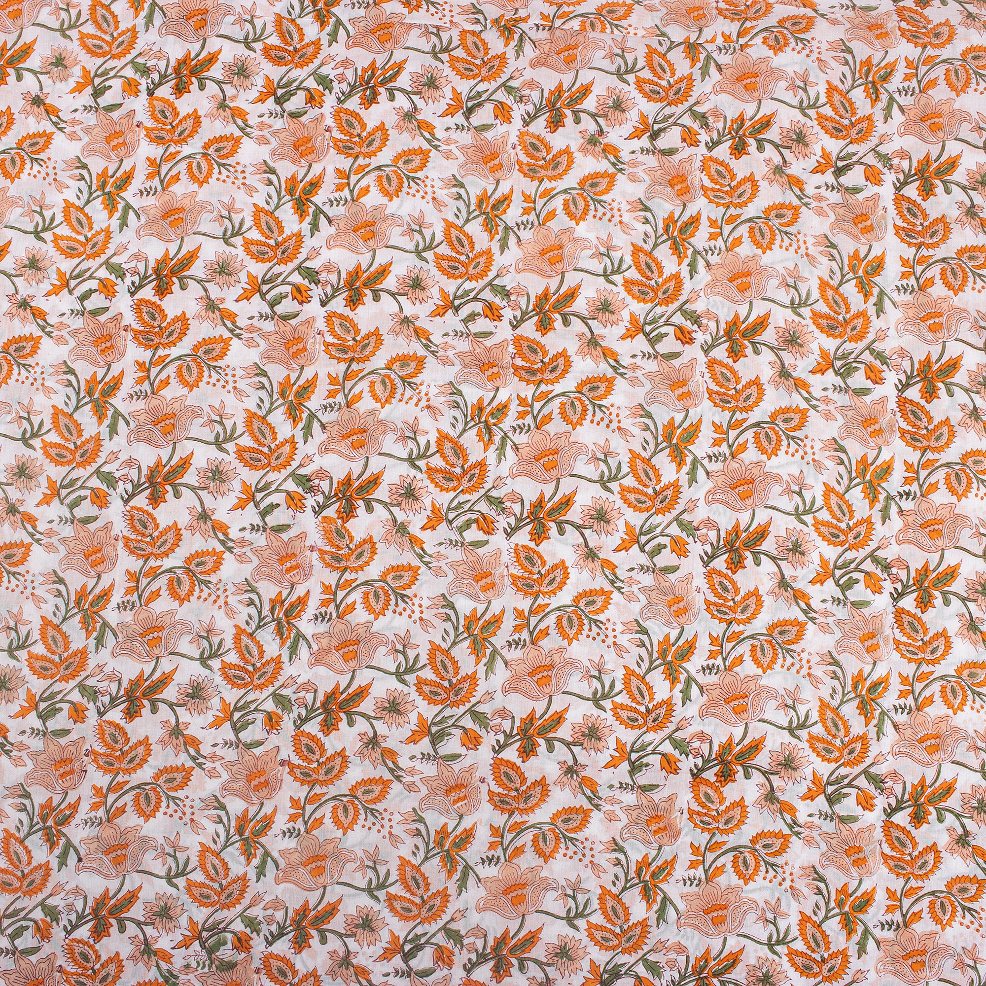 Orange Floral Block For Printing On Fabric