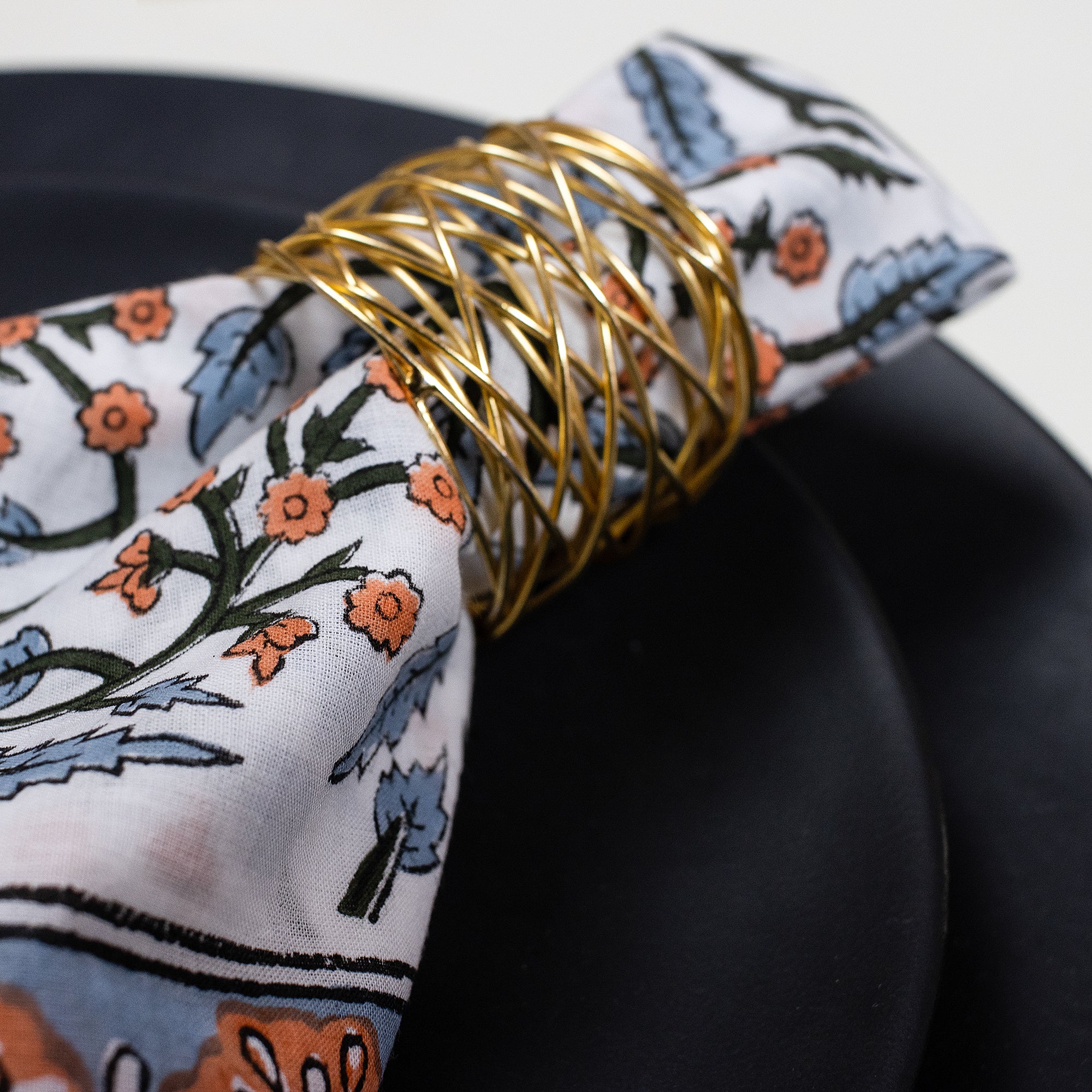 Orange Floral Cotton Napkin Cloth