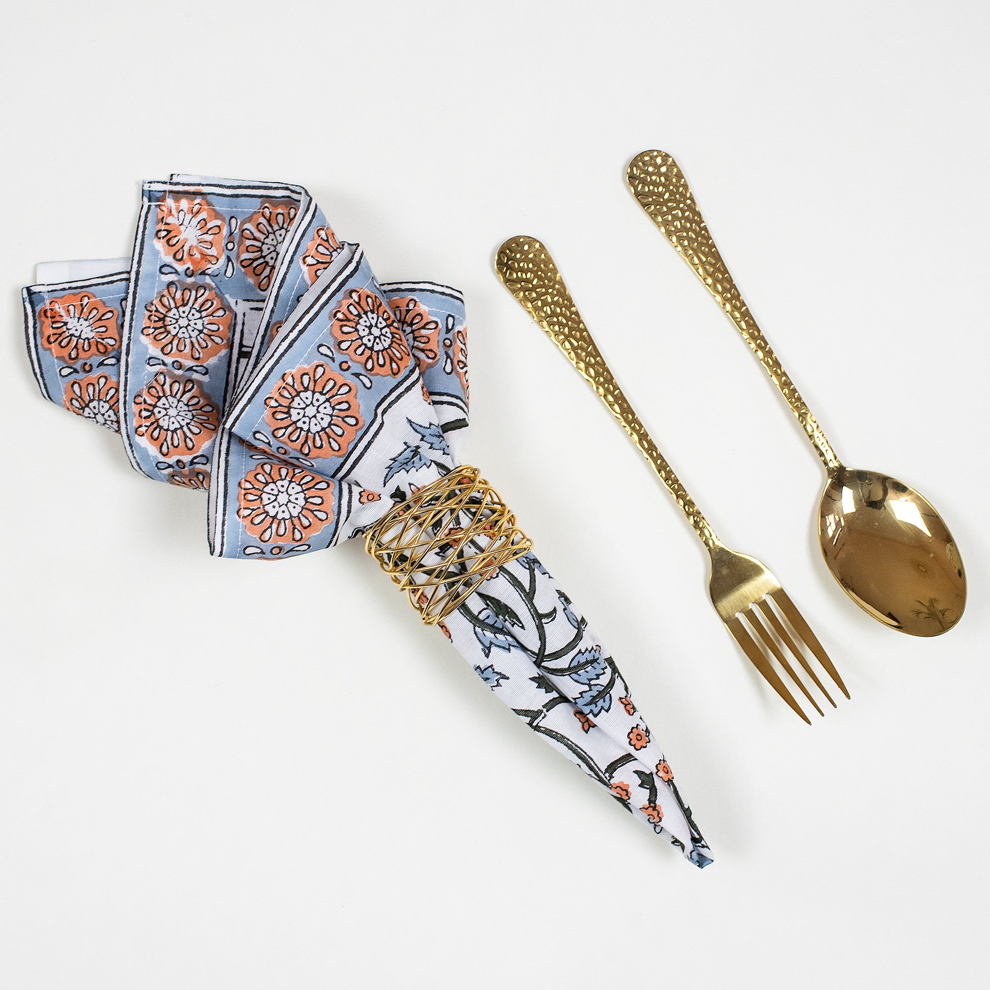 Orange Floral Cotton Napkin Cloth