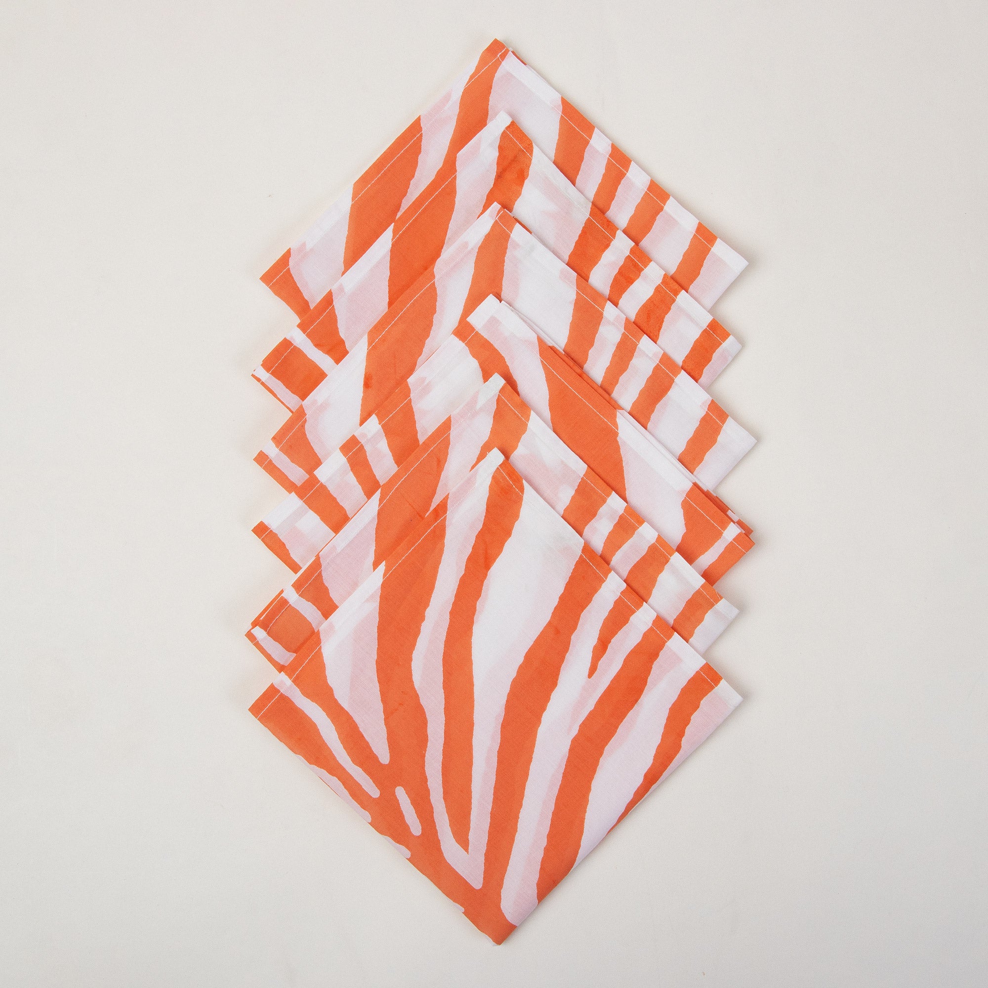 Orange Hand Block Dyed Cotton Table Napkins