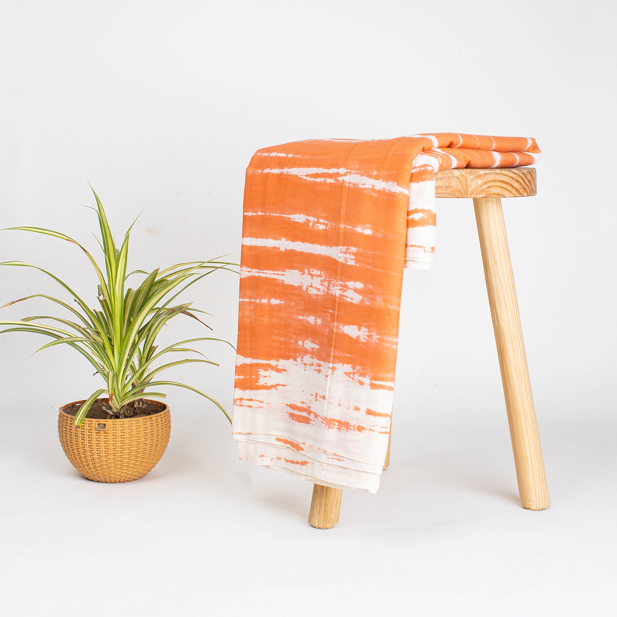 Orange Handmade Tie Dye Shibori Fabric