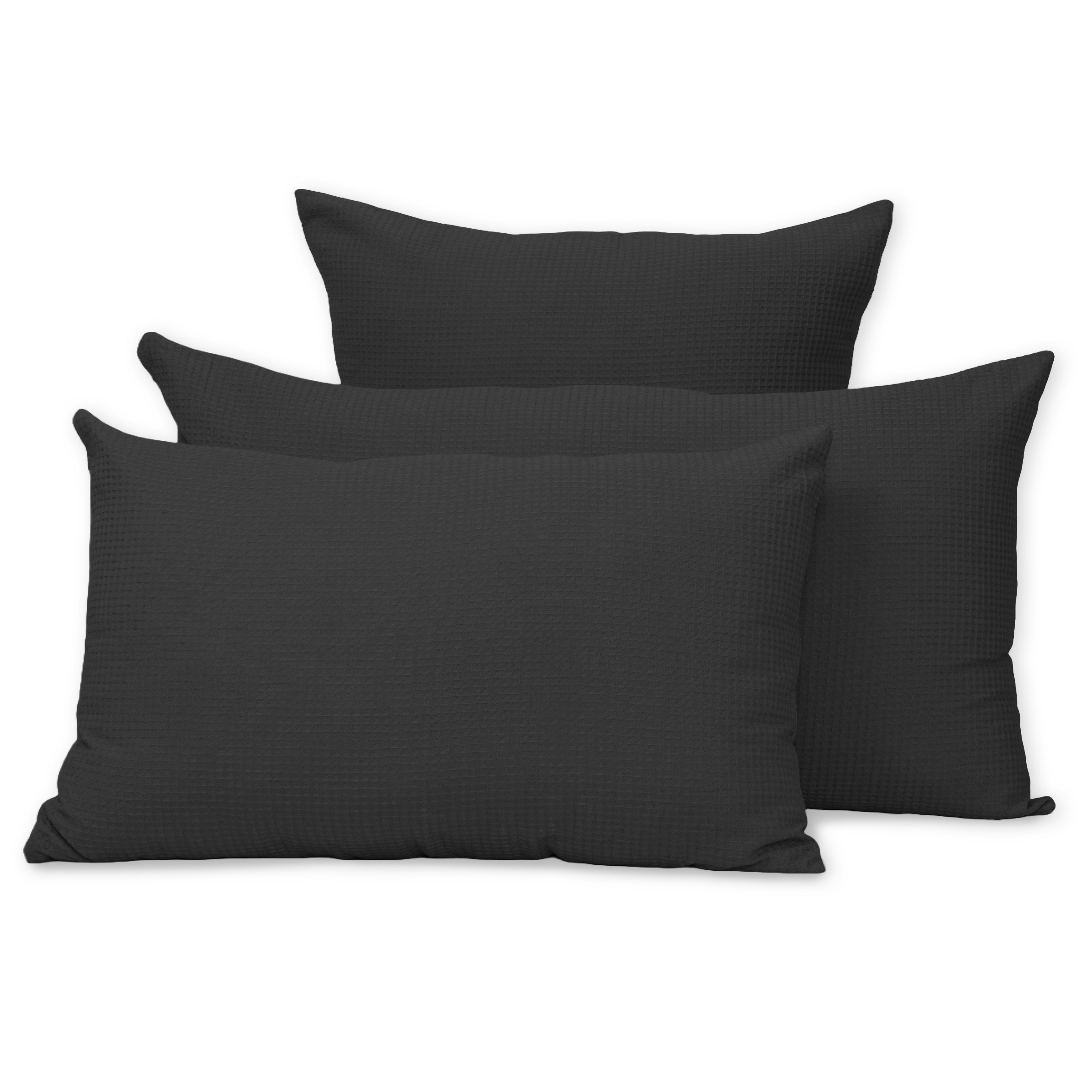 Organic Cotton Black Waffle Pillowcase Protectors