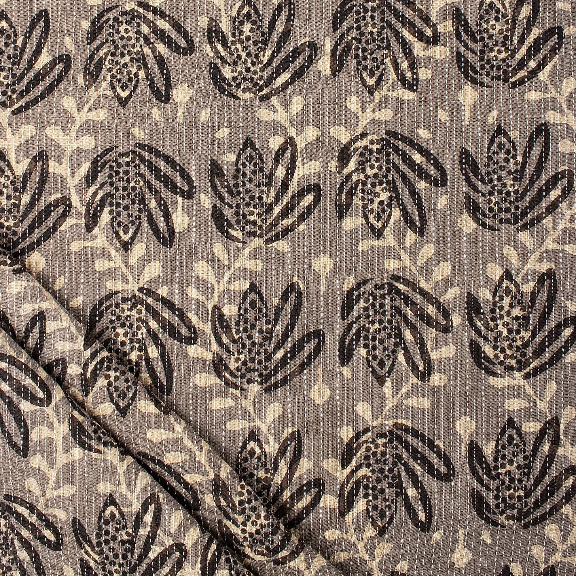 Organic Cotton Dabu Hand Block Printed Kantha Fabric