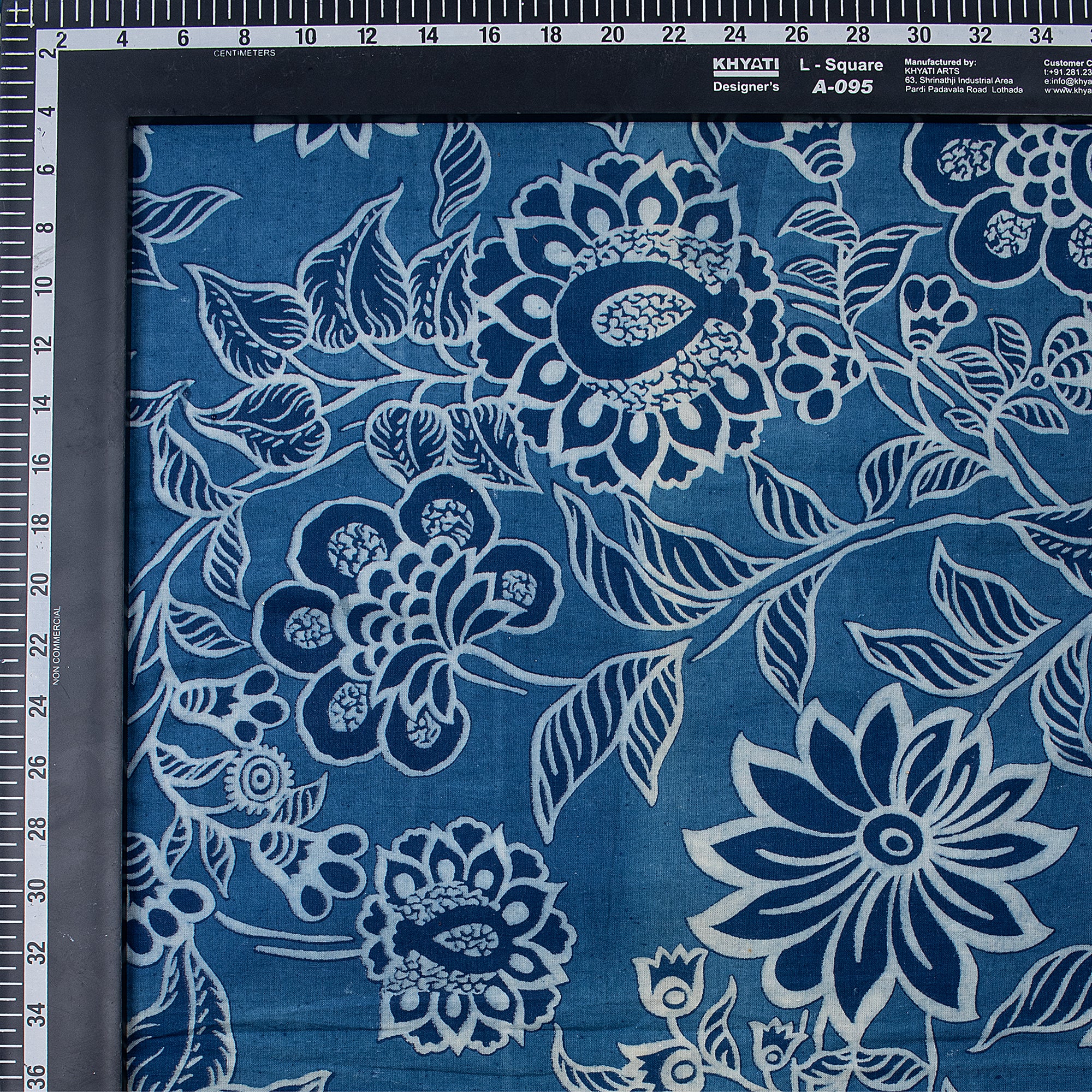 Organic Cotton Fabric Beautiful Indigo Blue Floral Printed Cloth