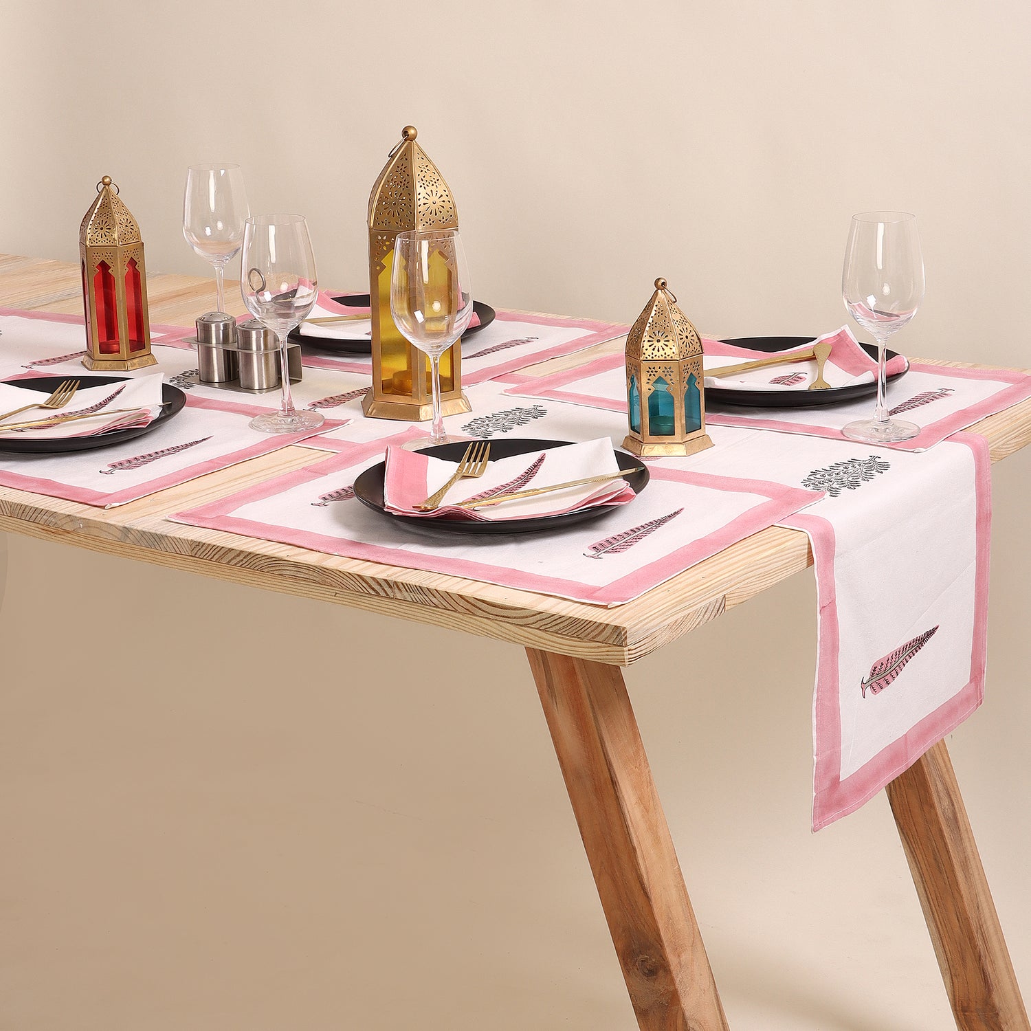 Organic Cotton Hand Block Printed Christmas Table Runner