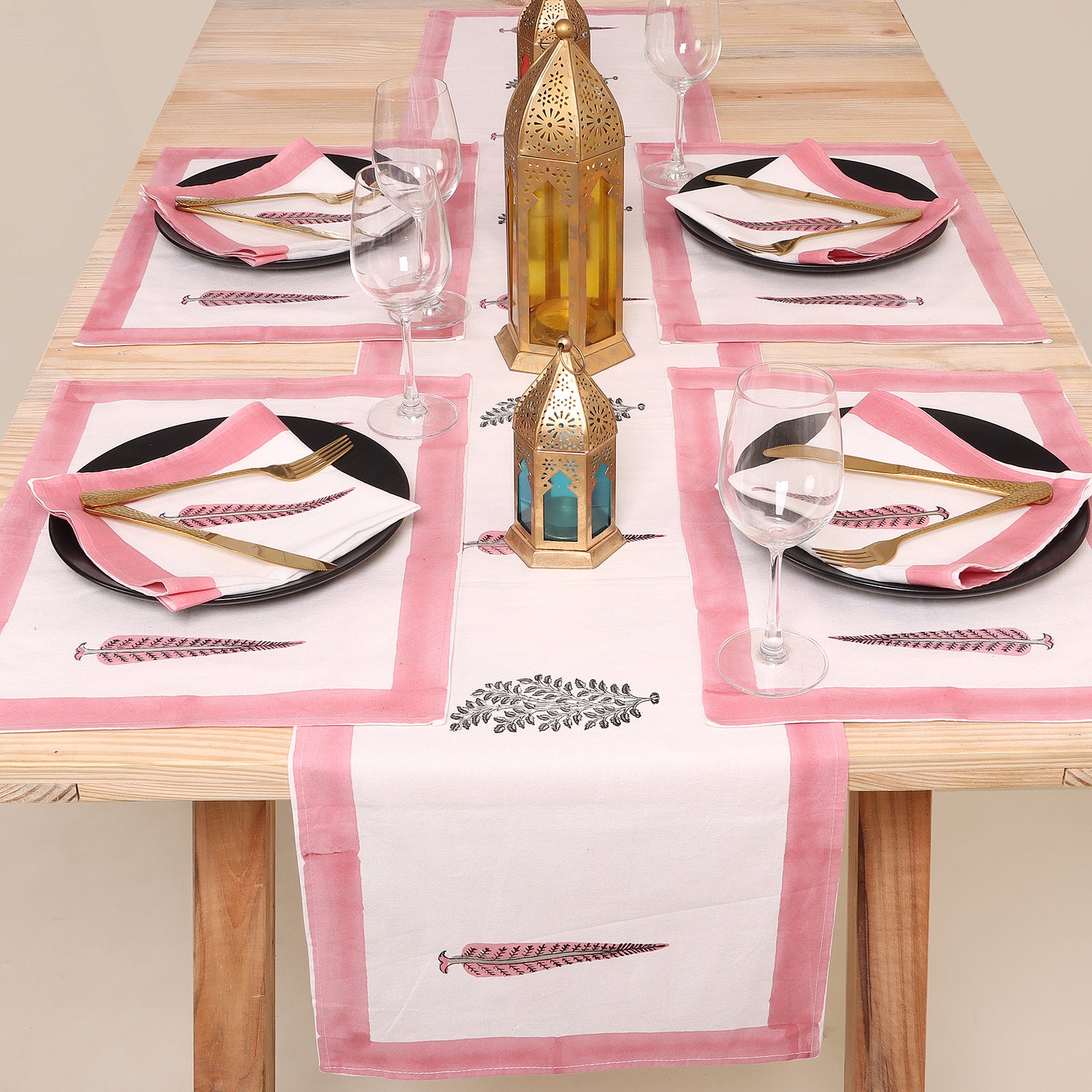Organic Cotton Hand Block Printed Christmas Table Runner