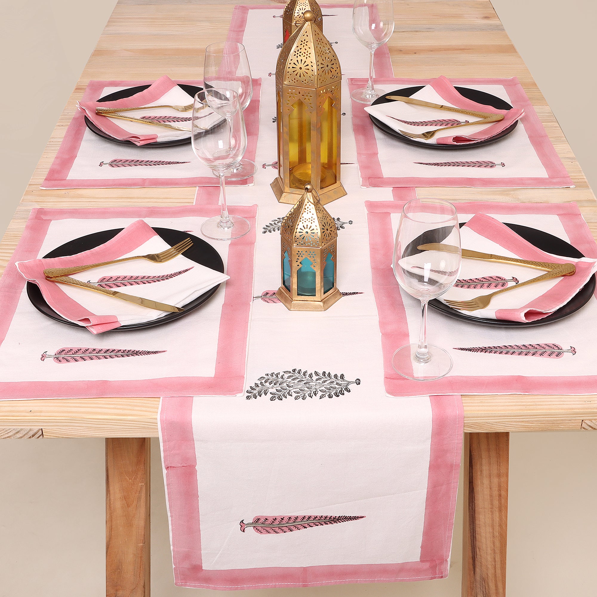 Organic Cotton Hand Block Printed Christmas Table Runner