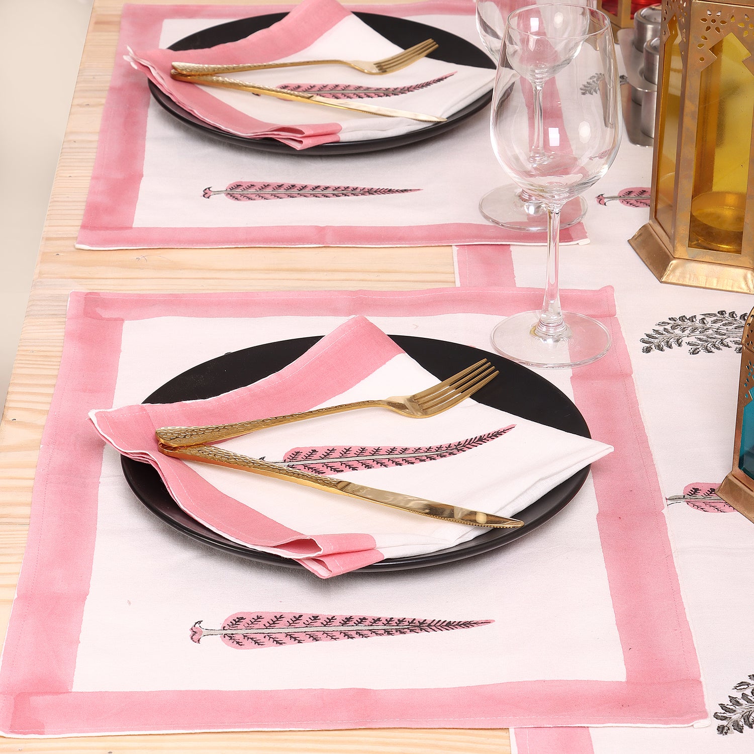 Organic Cotton Hand Block Printed Christmas Table Runner