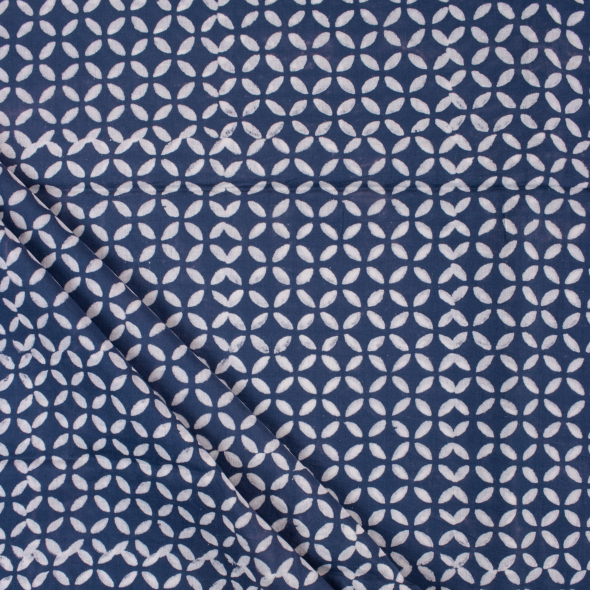 Organic Hand Block Printed Indigo Blue 100% Cotton Fabric