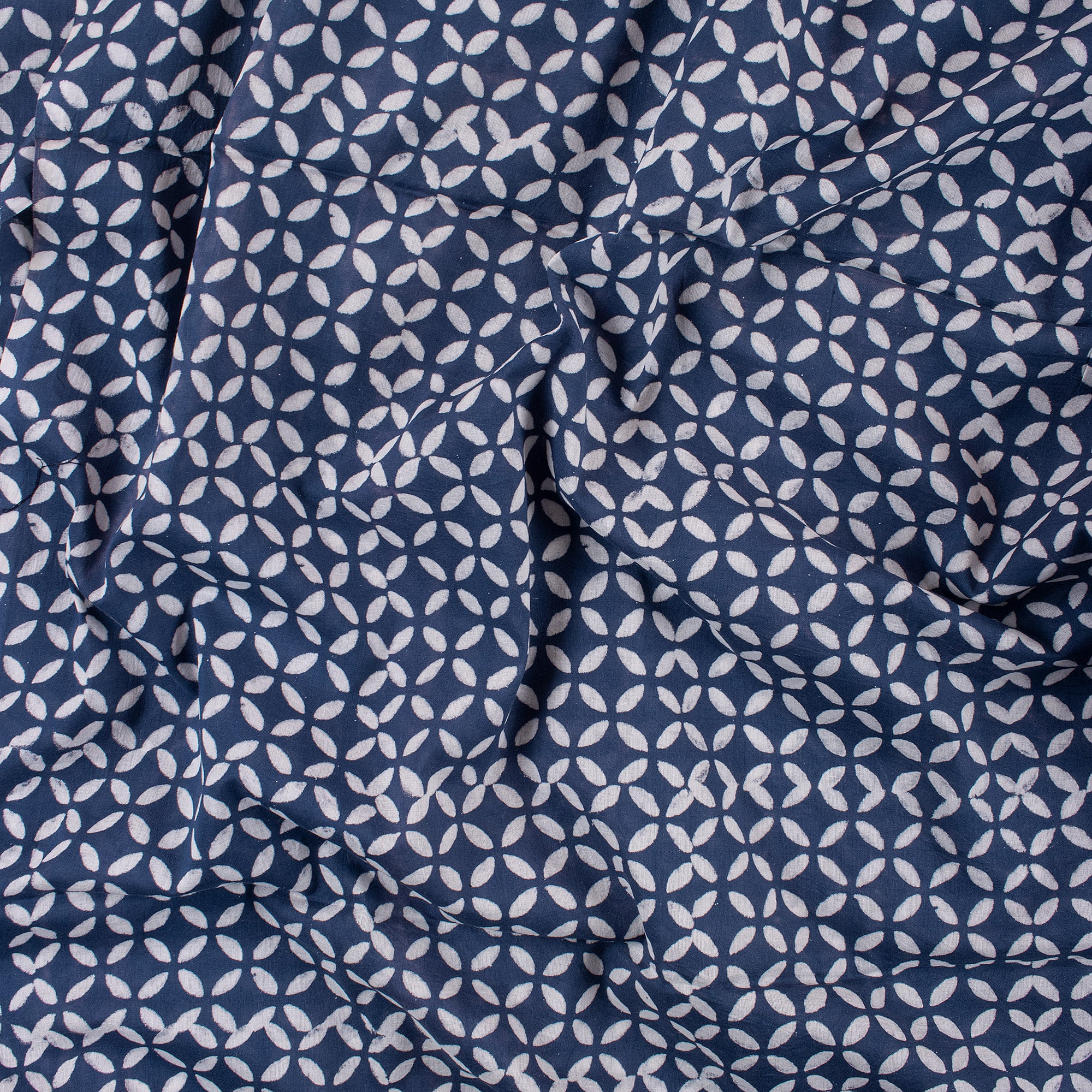 Organic Hand Block Printed Indigo Blue 100% Cotton Fabric