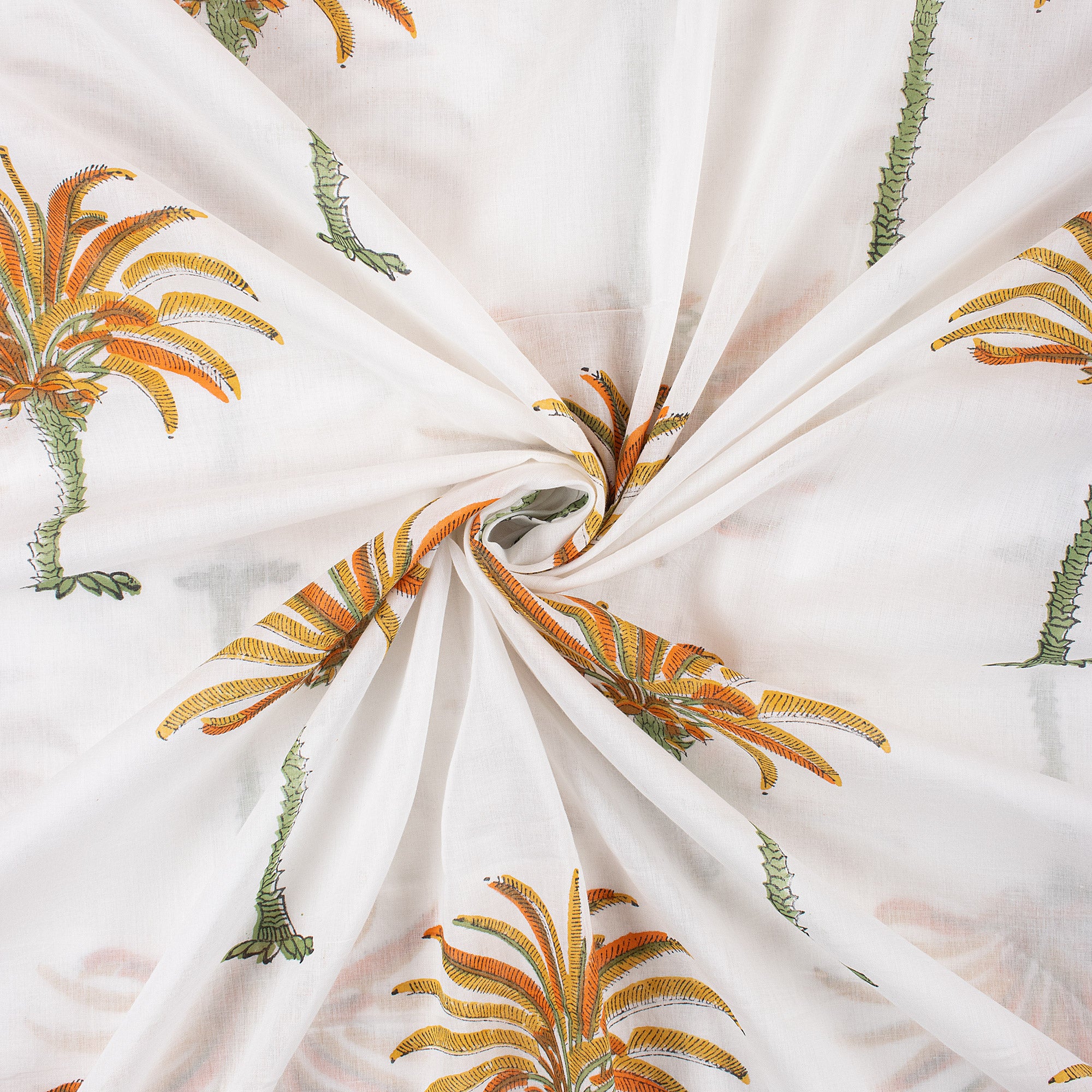 Organic Natural Cotton Palm Printed Fabric