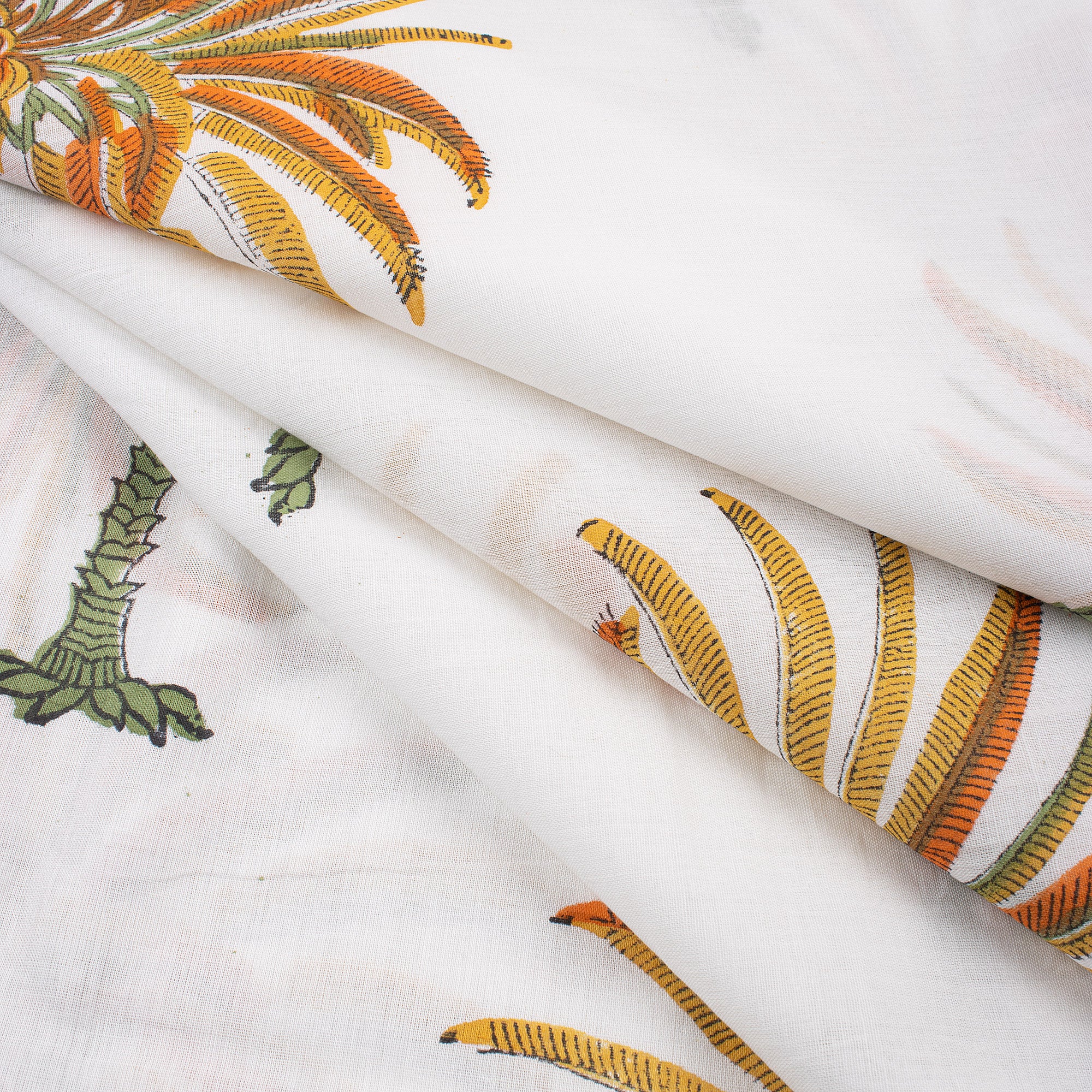Organic Natural Cotton Palm Printed Fabric