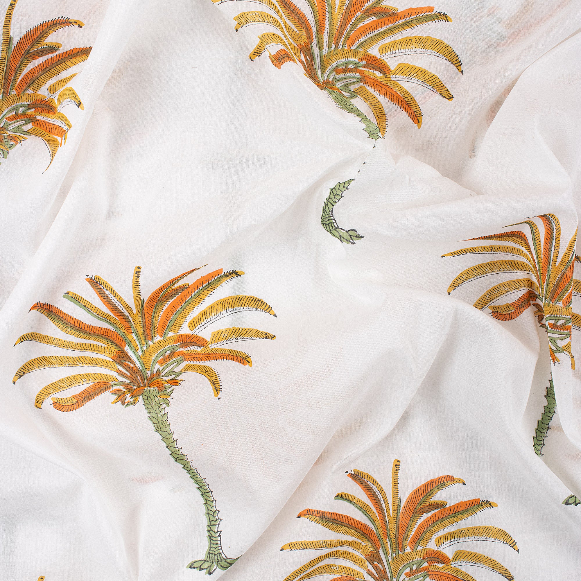 Organic Natural Cotton Palm Printed Fabric