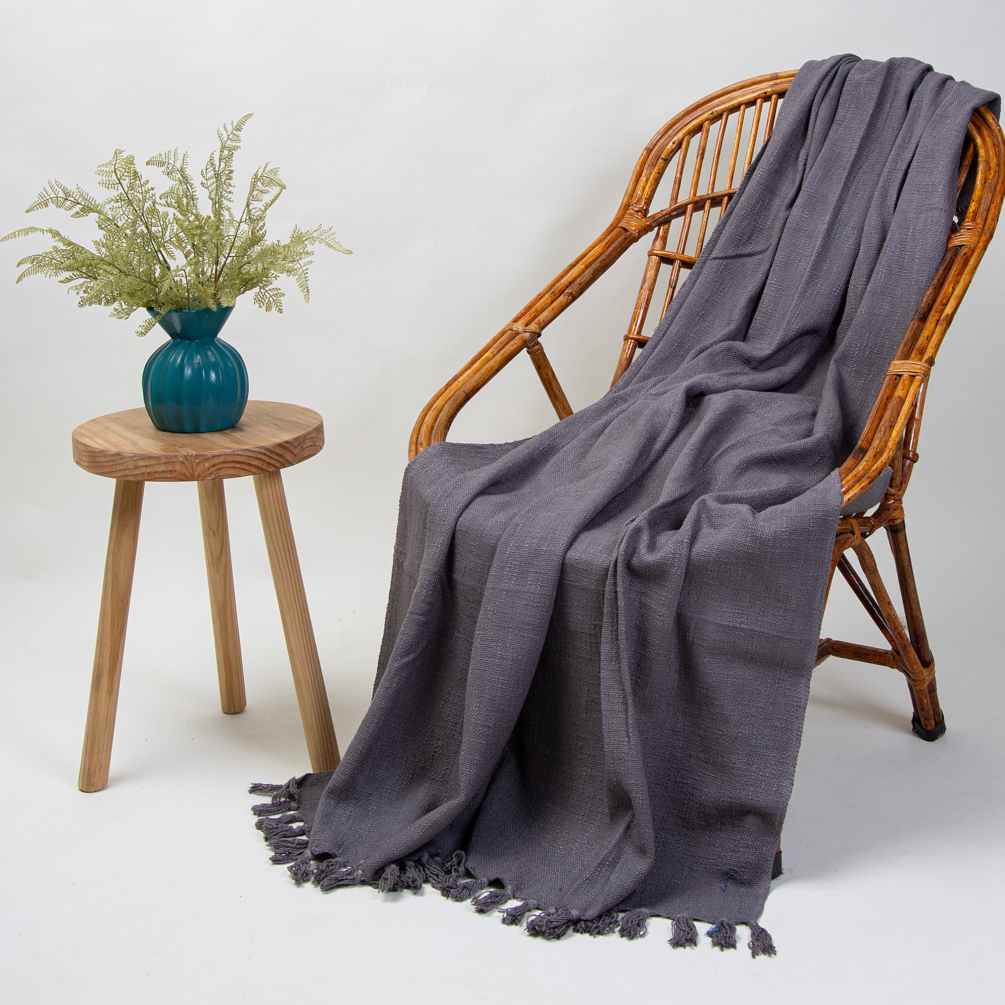 Organic Solid Purple Hand Dyed Throw Blankets
