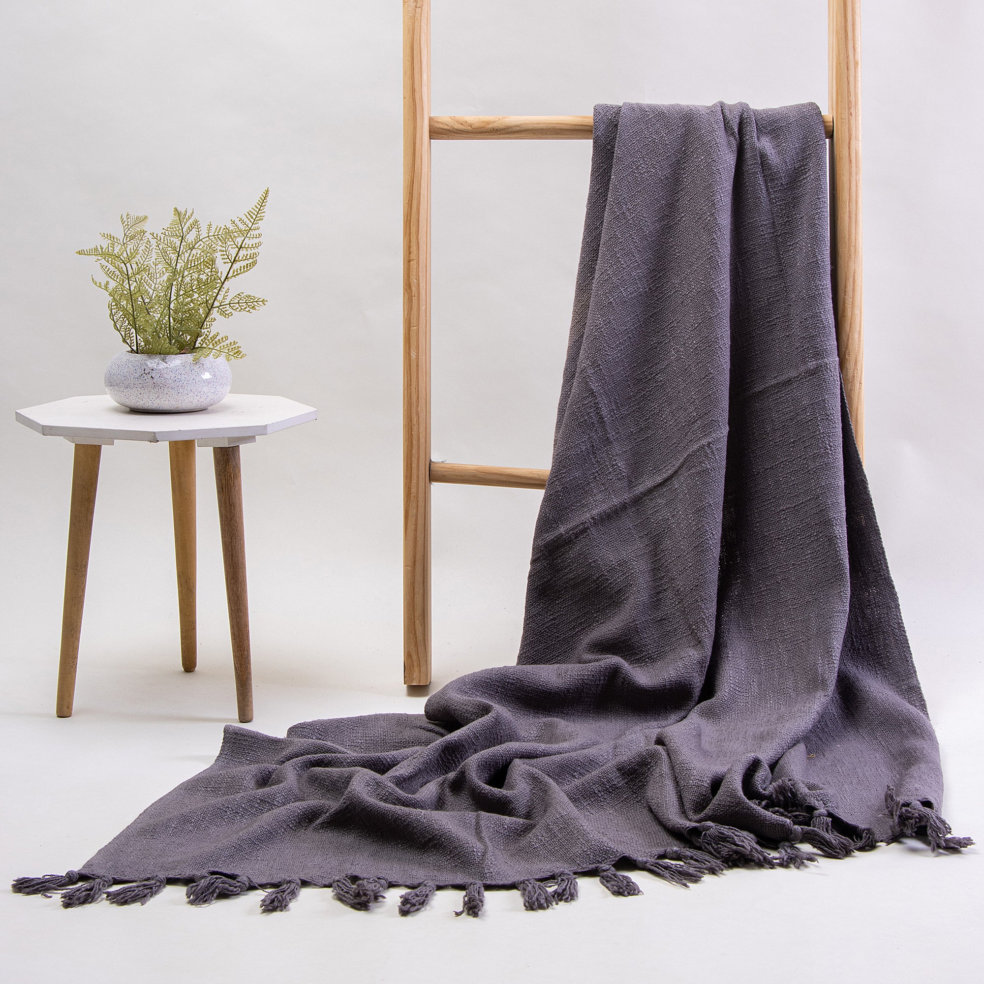 Organic Solid Purple Hand Dyed Throw Blankets