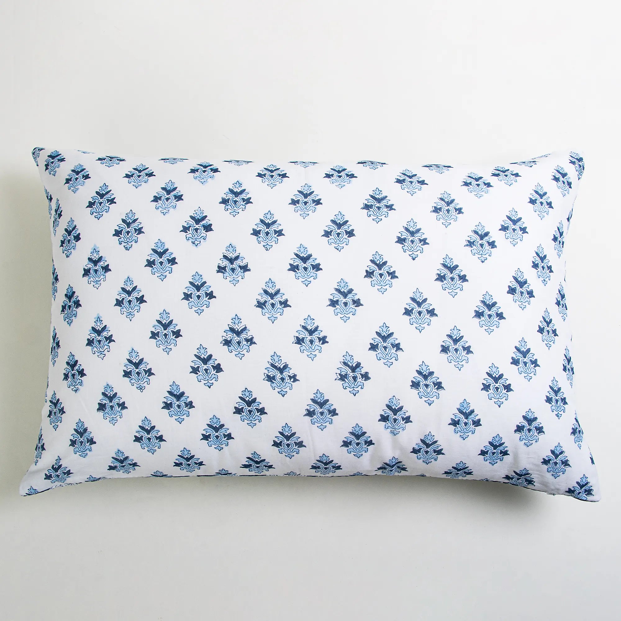 Reversible Hand Block Flower Print Cotton Pillow Case