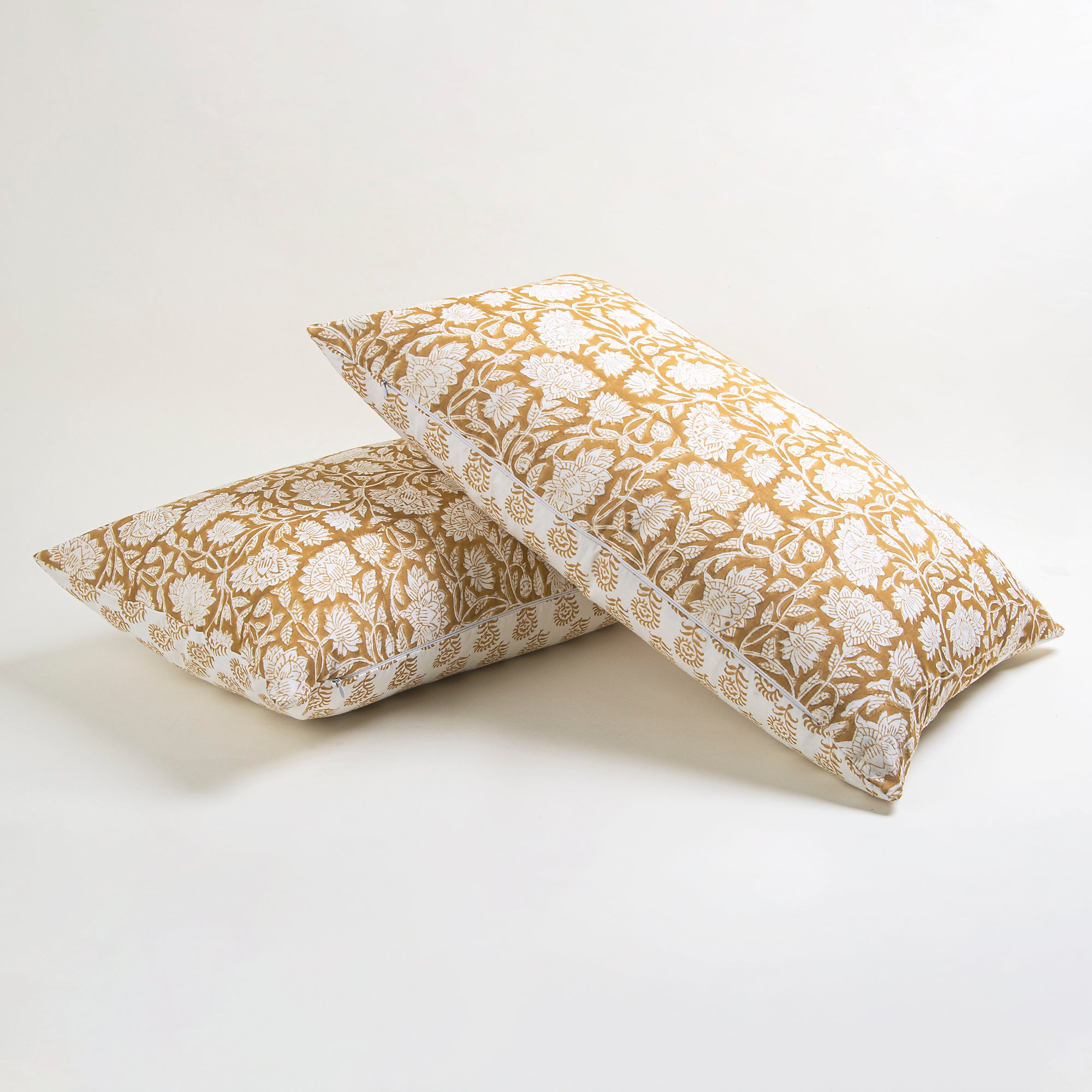 Floral Hand Block Printed Reversible Cotton Cushion Cover