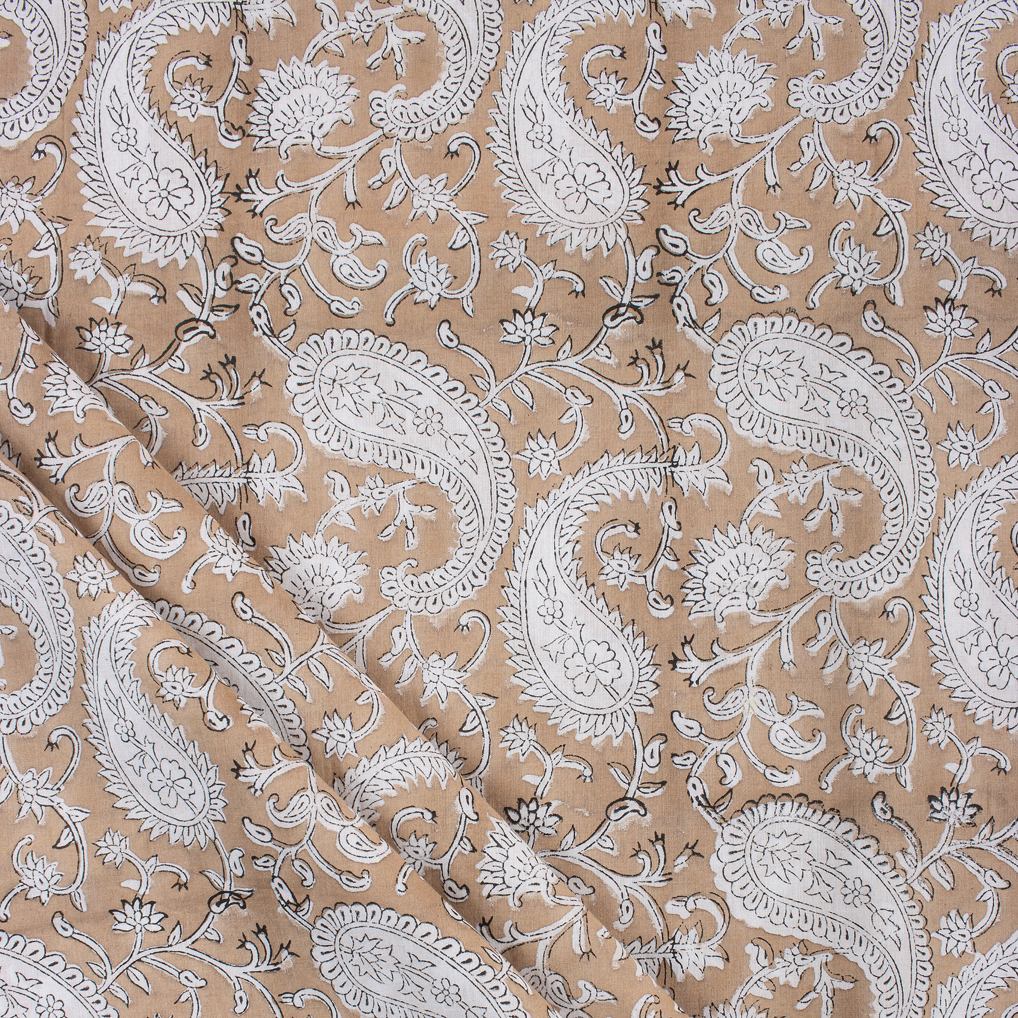 Paisley Indian Hand Block Print Fabric By The Yard