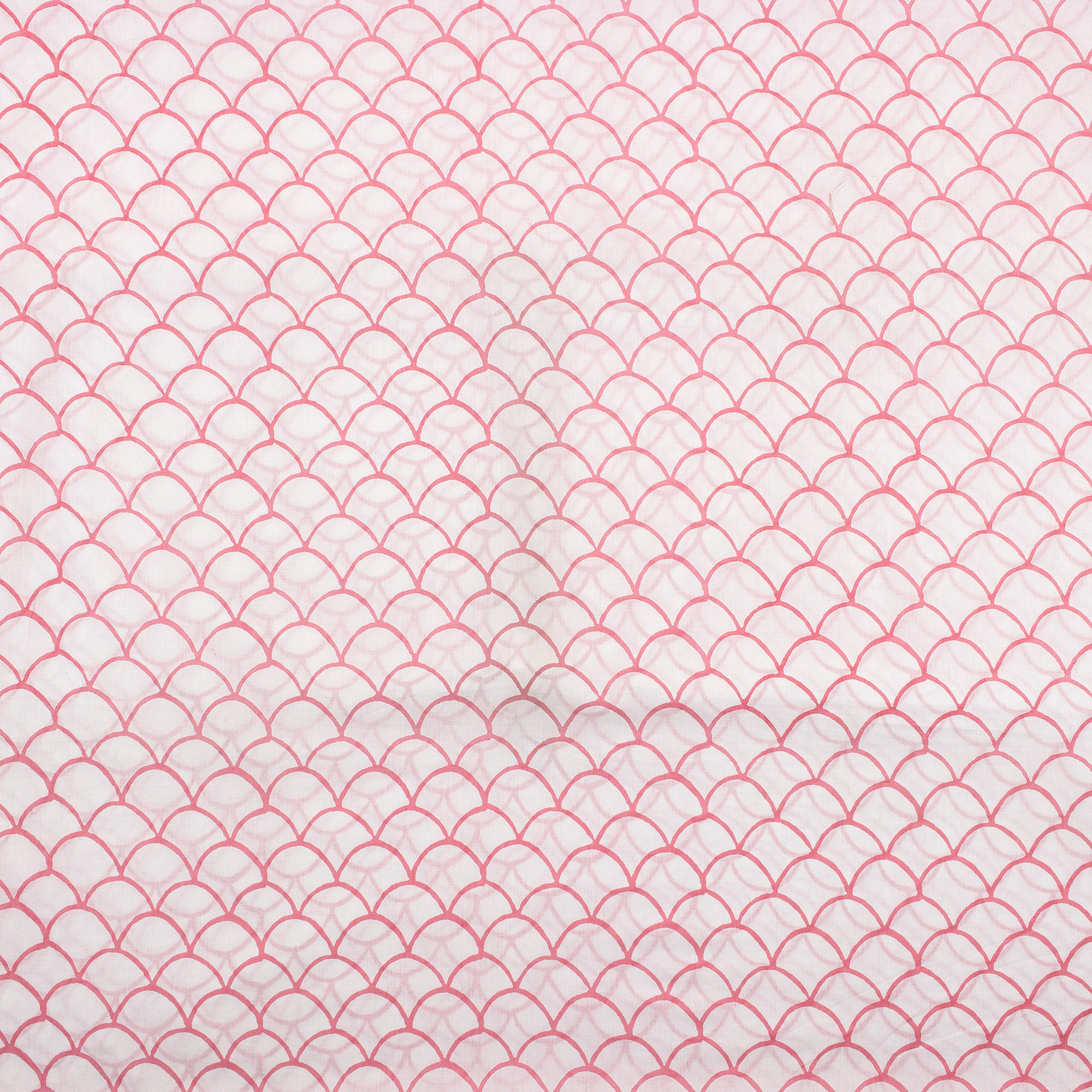 Pink Block Printed Pure Cotton Running Fabric Material