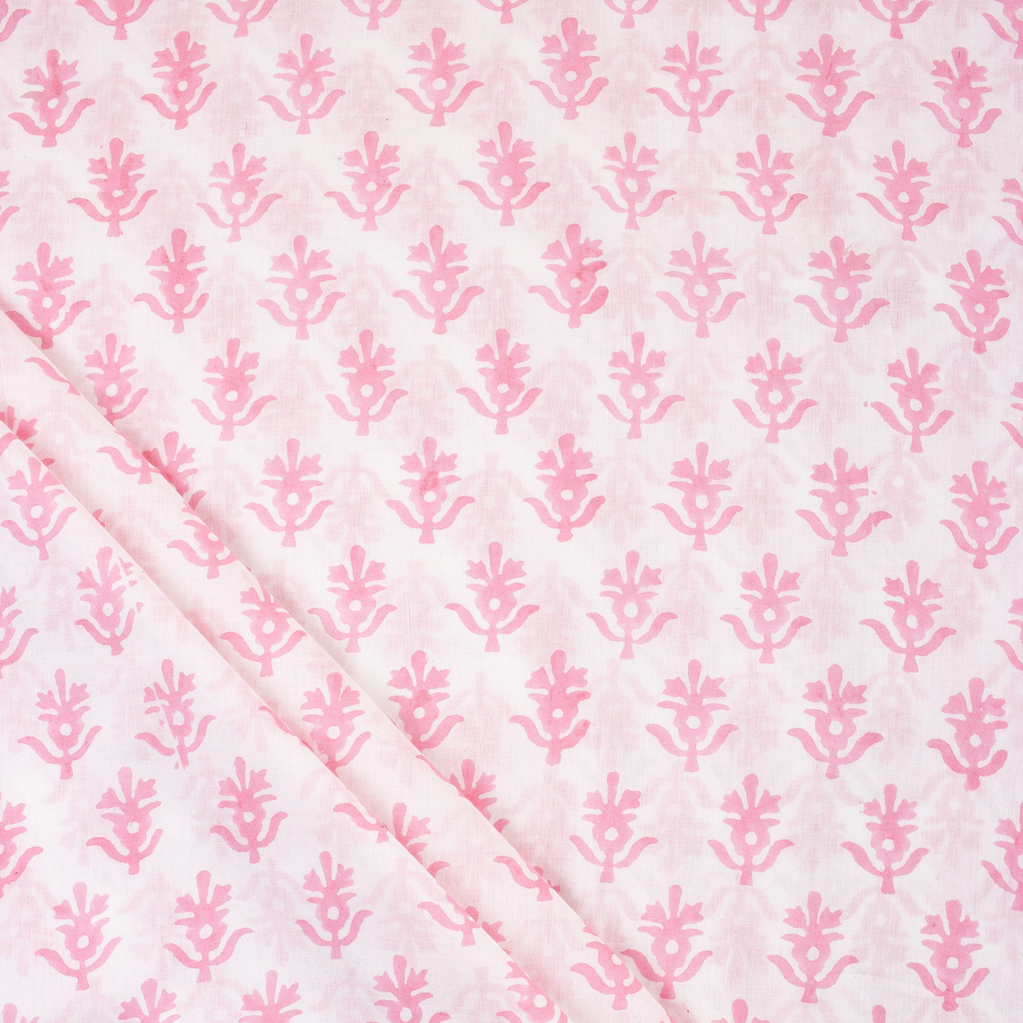 Pink Booti Block Print Fabric Cloth Material