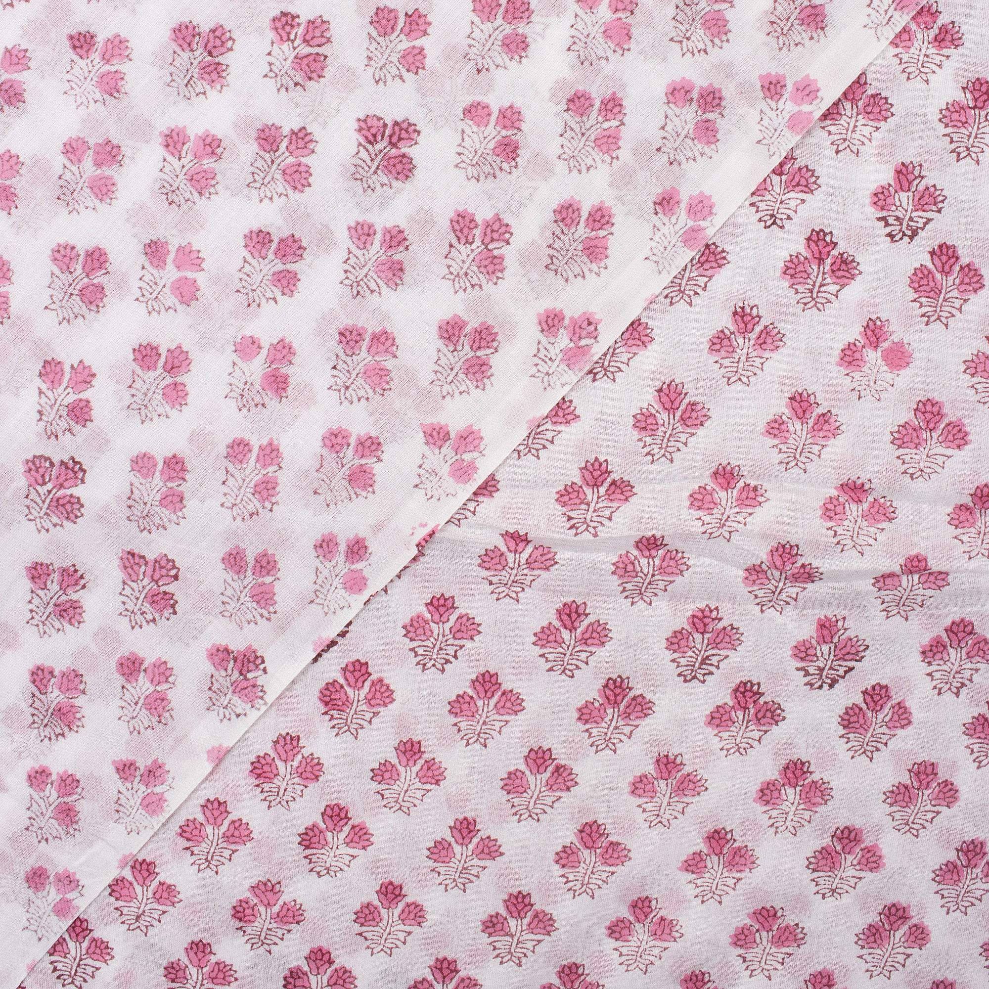 Pink Booti Hand Block Floral Print Fabric Online India
