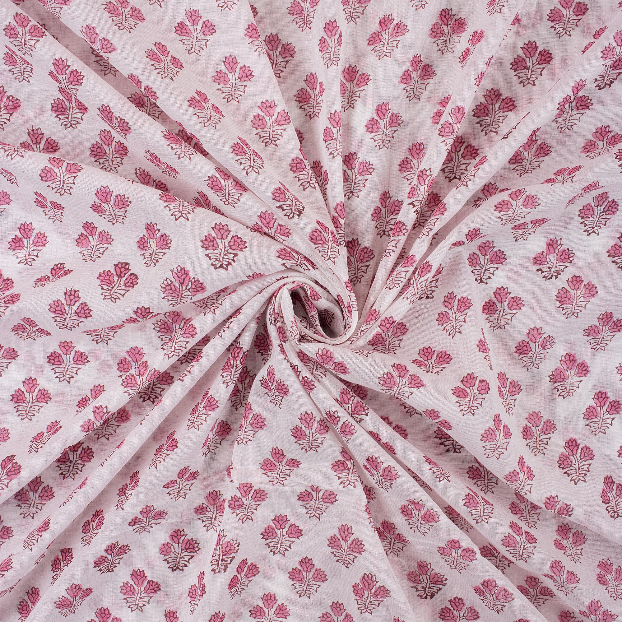Pink Booti Hand Block Floral Print Fabric Online India