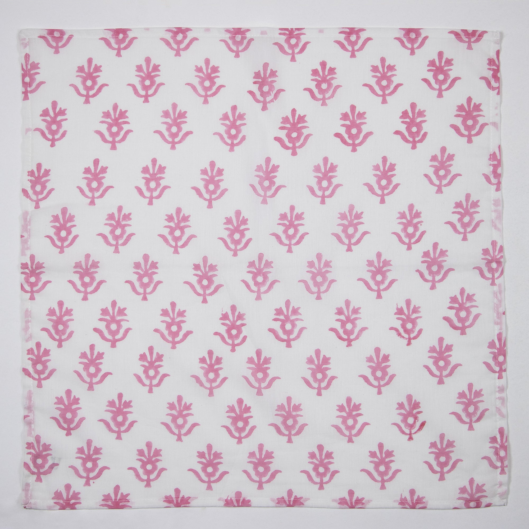 Pink Booti Indian Hand Block Printed Cotton Dinner Napkins