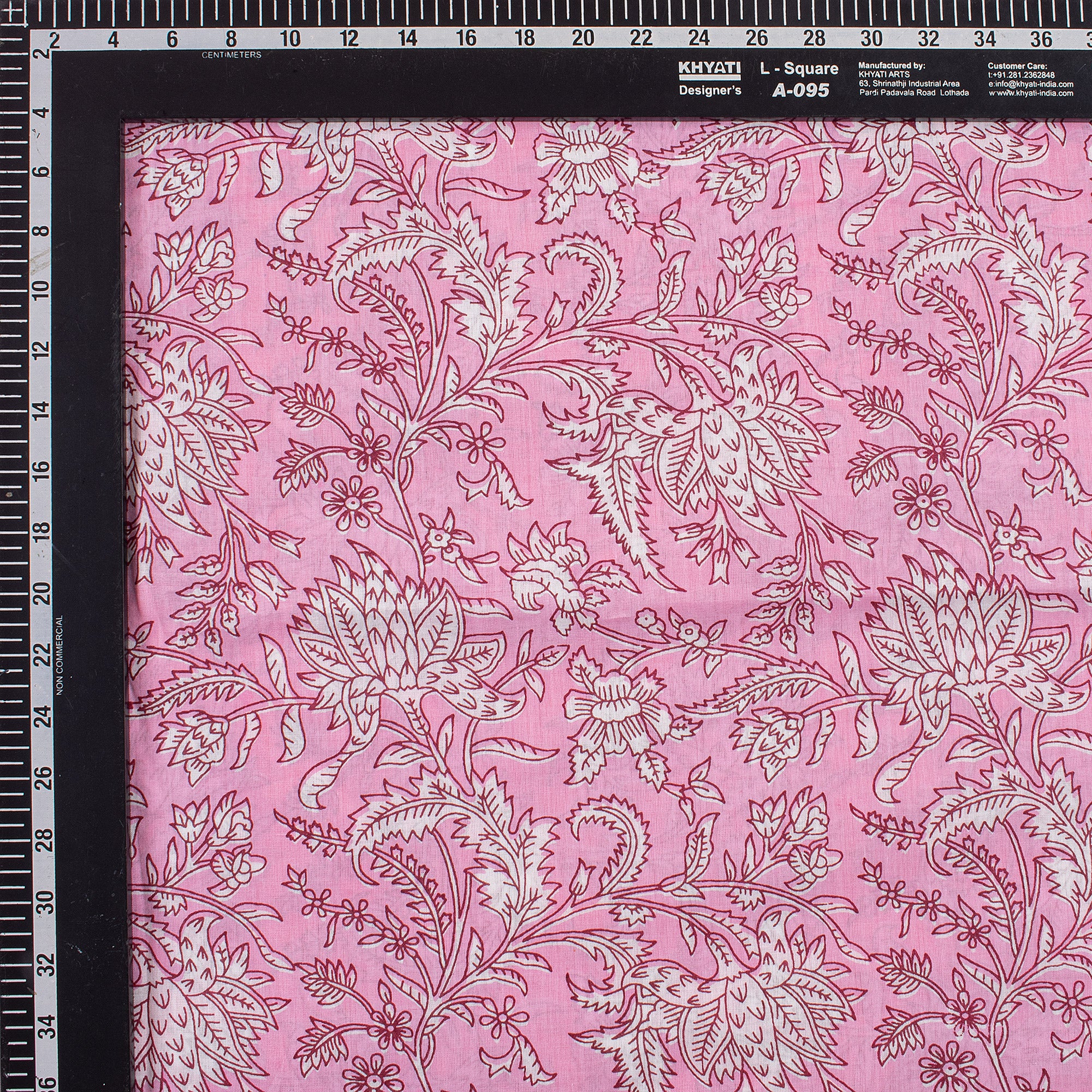 Pink Floral Indian Handmade Printed Cotton Material Fabric