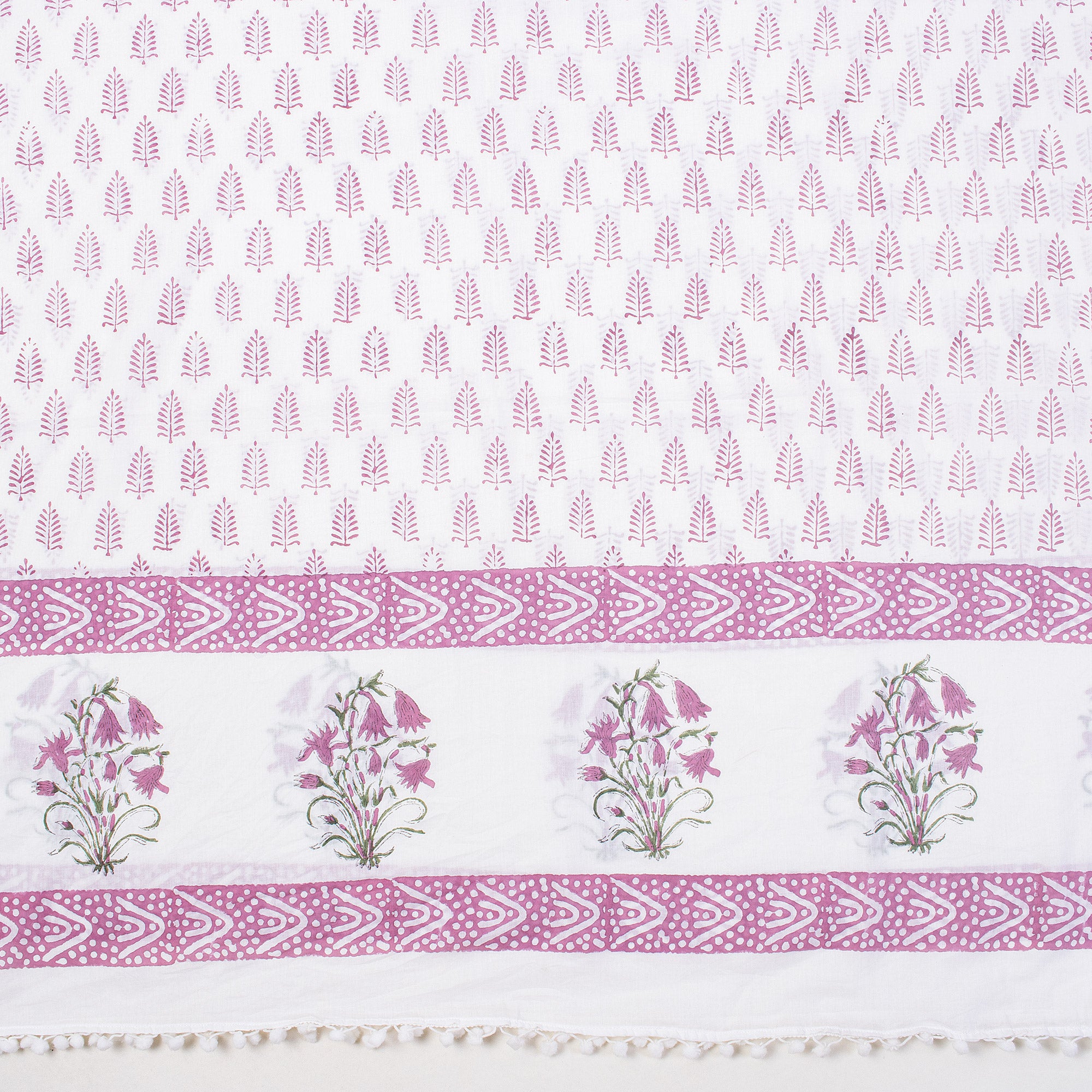 Pink Leaf Hand Block Print Beach Sarong Wrap For Women