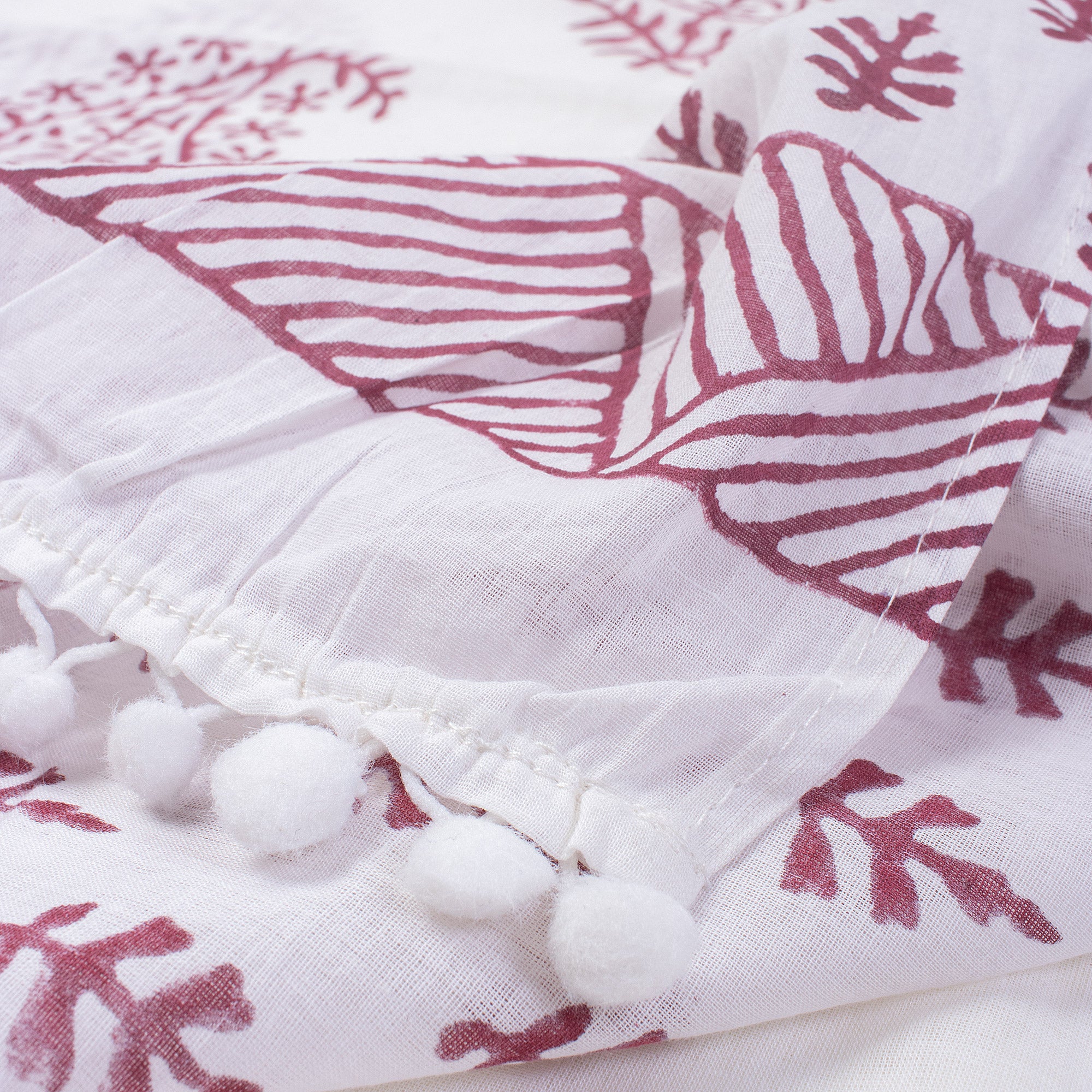 Pink Paisley Hand Block Print Cotton Sarong For Women