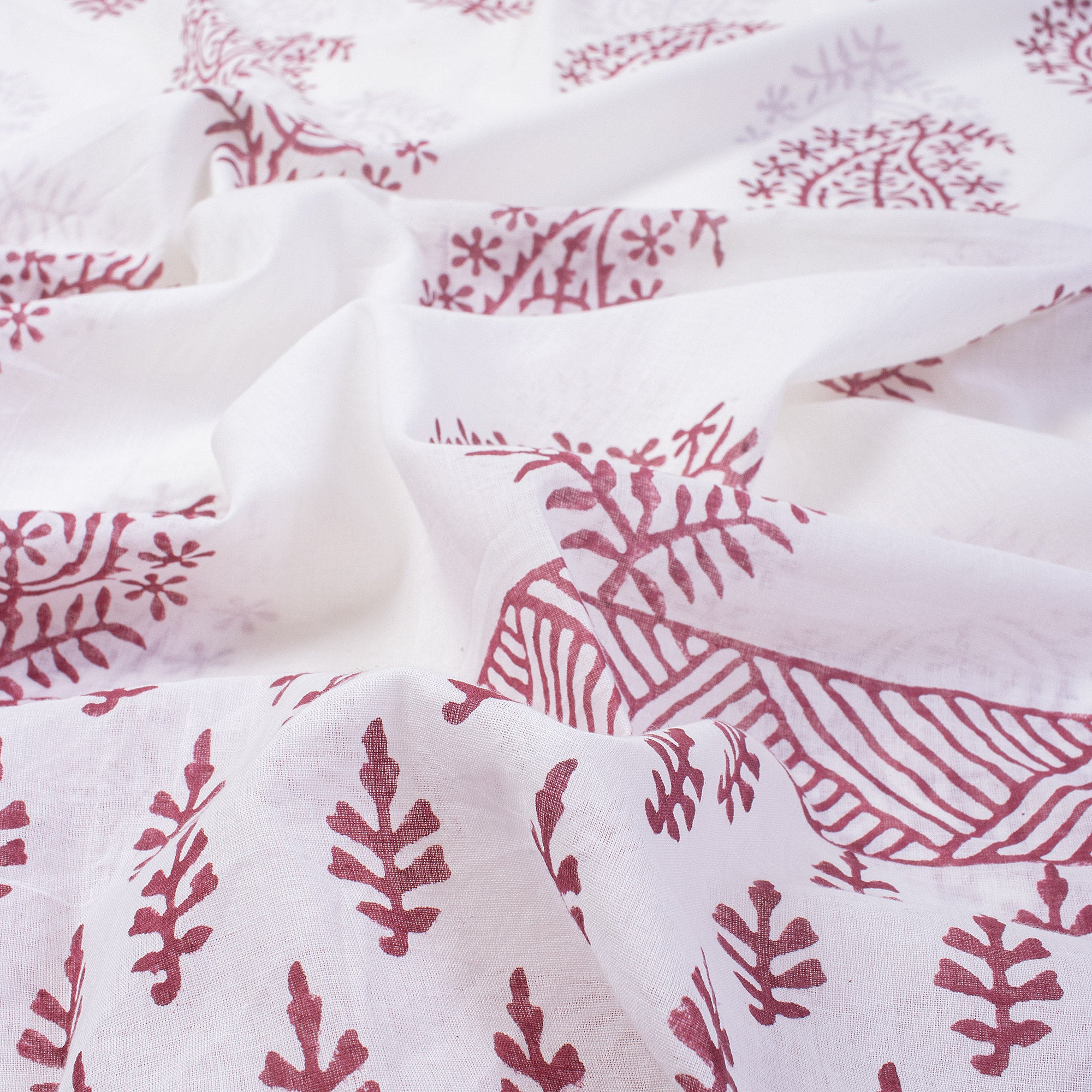 Pink Paisley Hand Block Print Cotton Sarong For Women