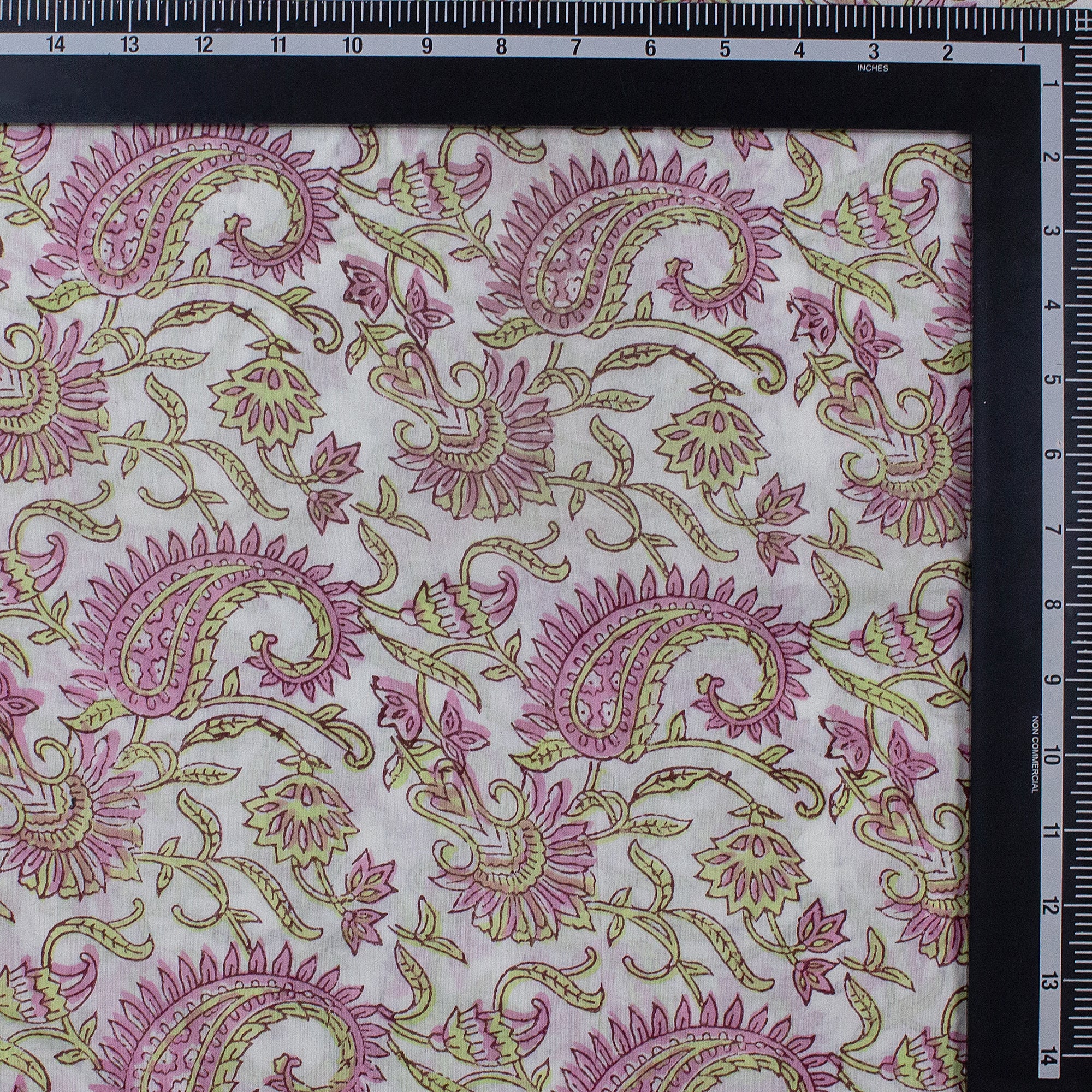 Pink Paisley Indian Hand Block Printed Cotton Fabric