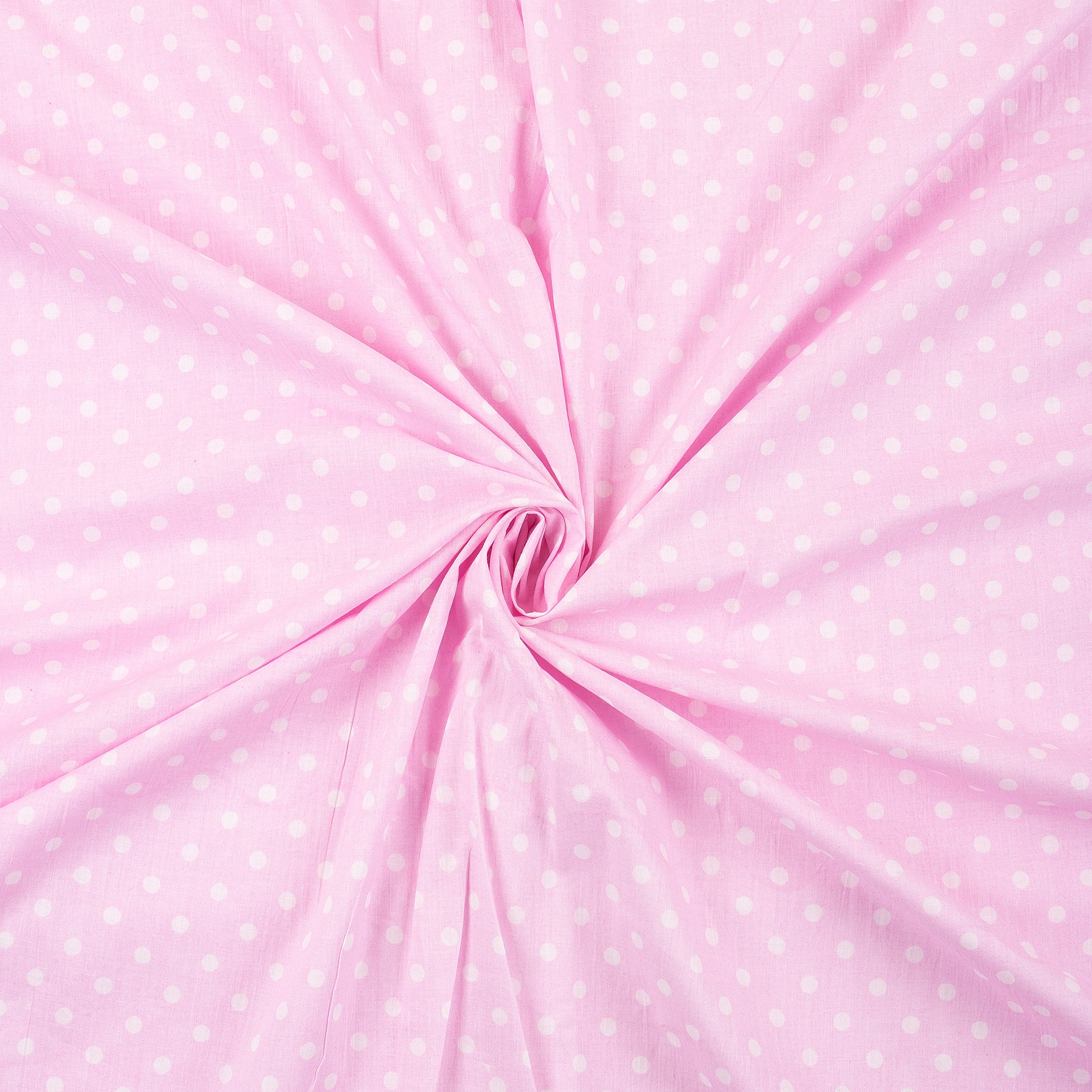 Pink Polka Dots Soft Cotton Hand Block Print Fabric