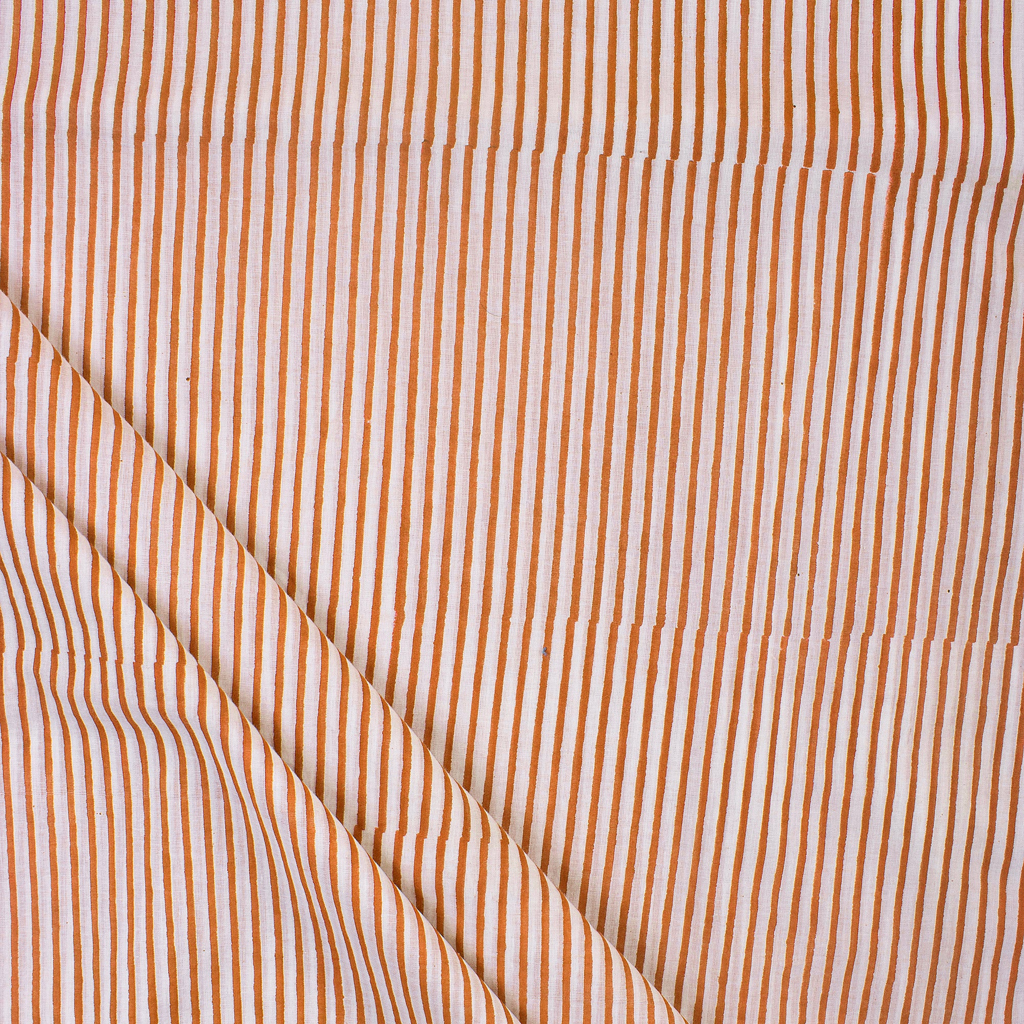 Pink Striped Hand Block Print Pure Cotton Fabric
