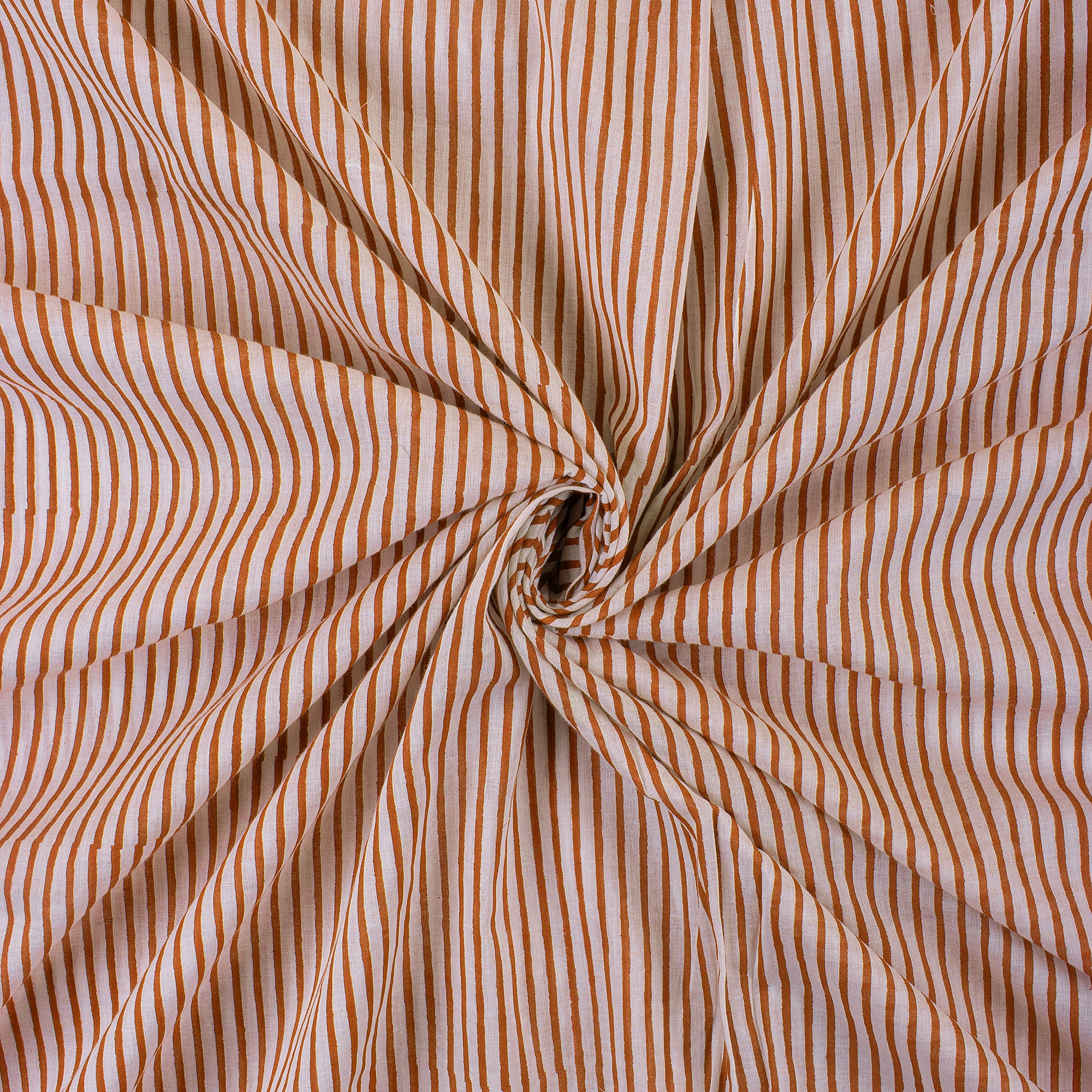 Pink Striped Hand Block Print Pure Cotton Fabric