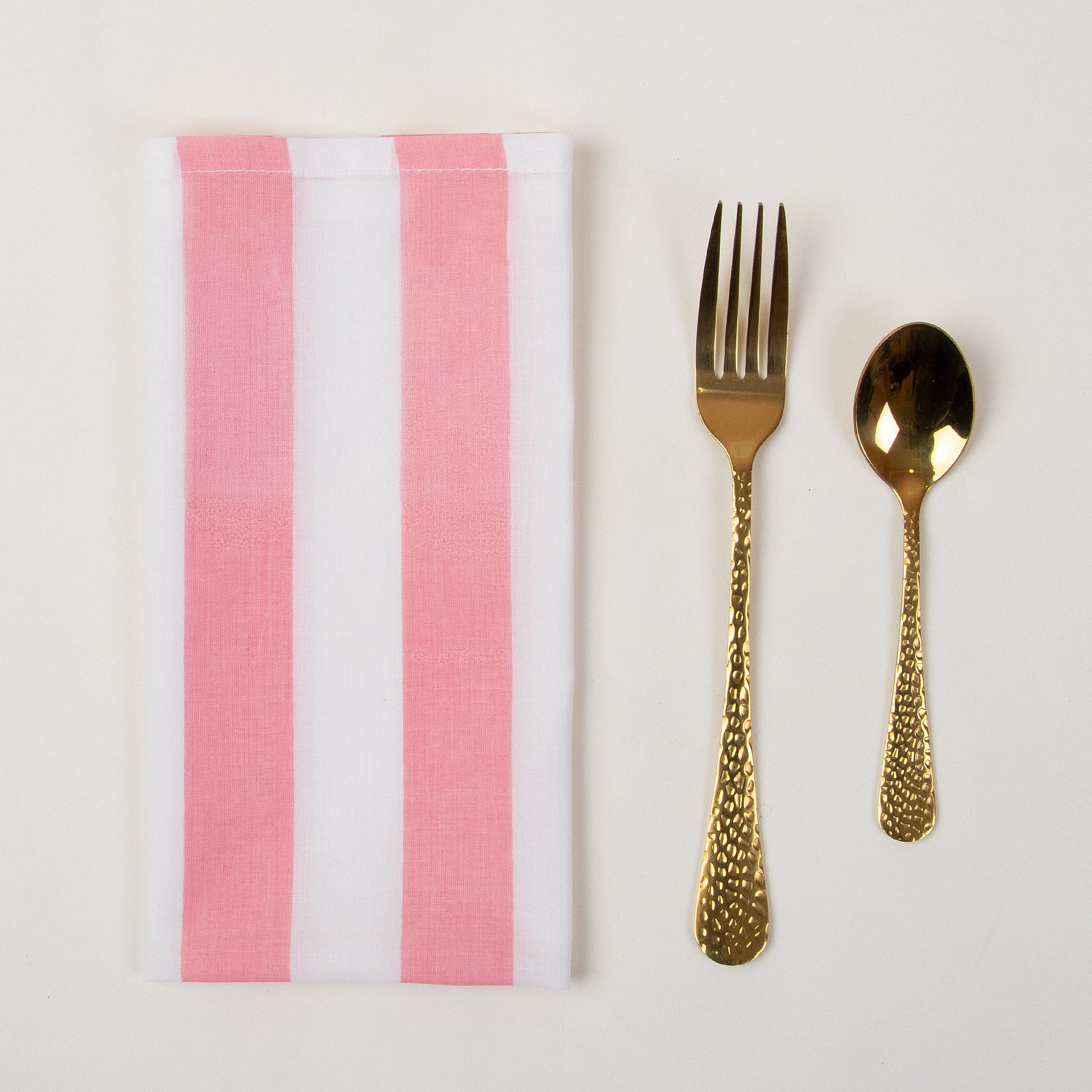 Pink Striped Hand Block Printed Dinner Napkin Cloth